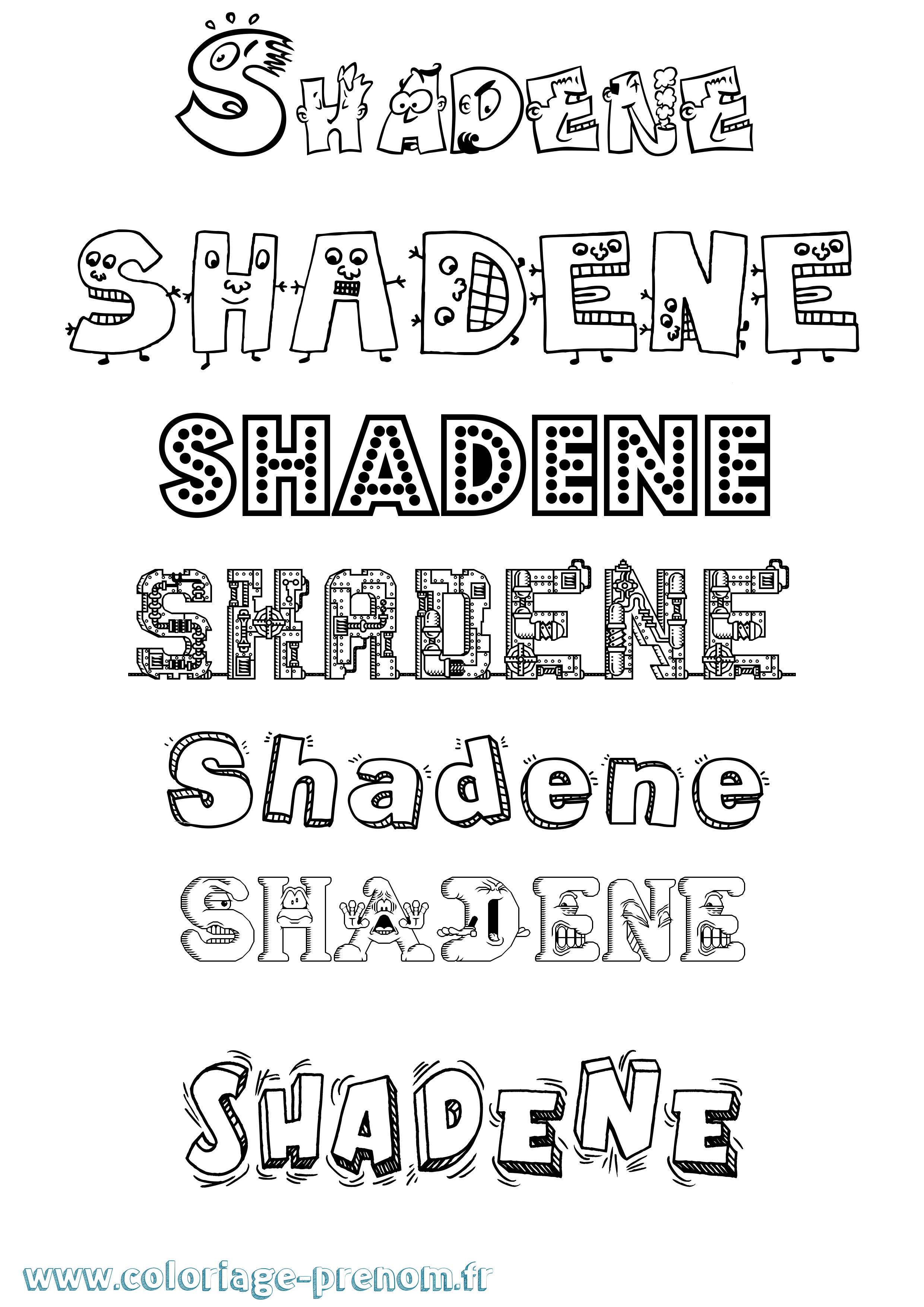 Coloriage Shadene Fun Coloriage prénom Shadene Fun