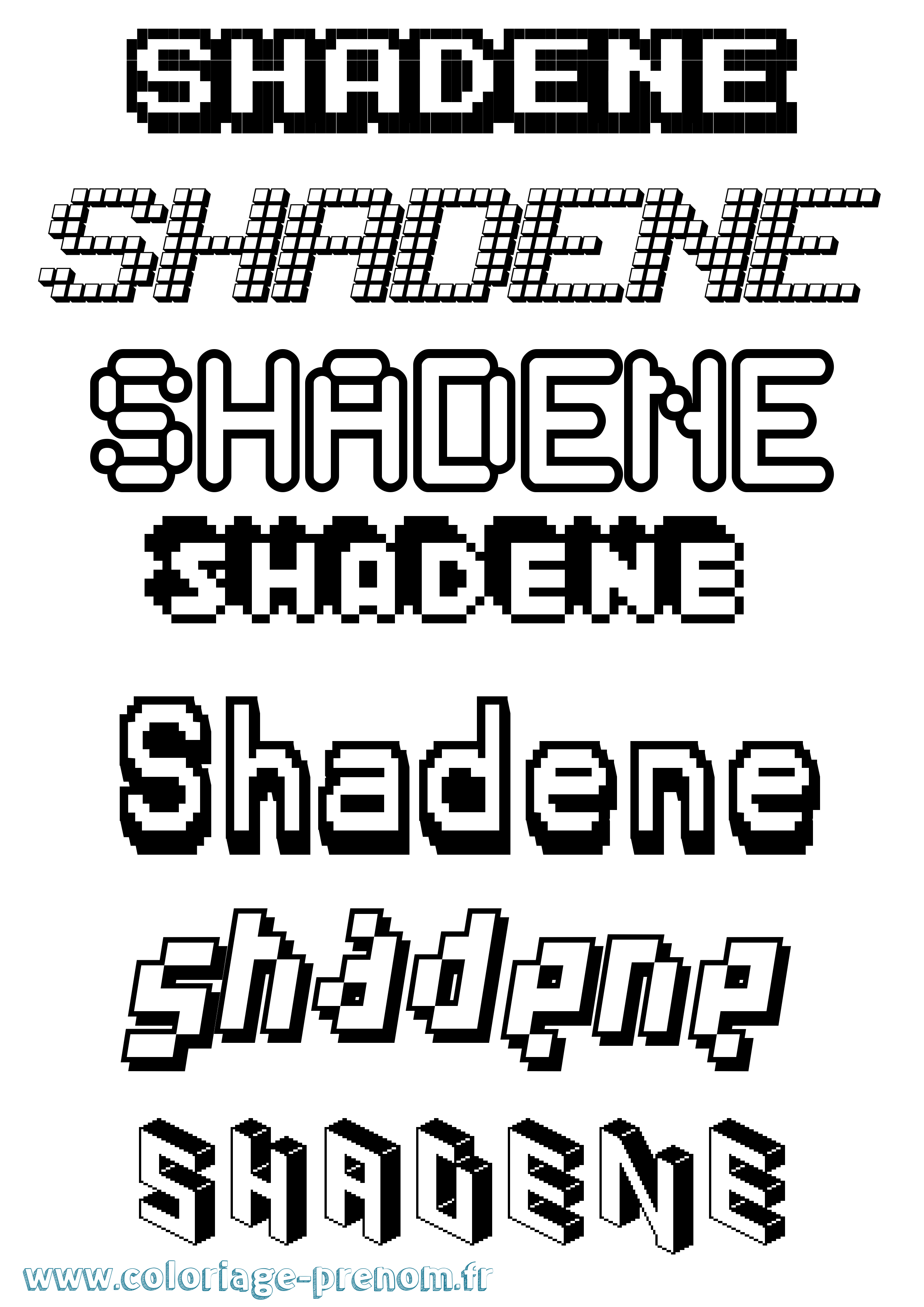 Coloriage Shadene Pixel Coloriage prénom Shadene Pixel