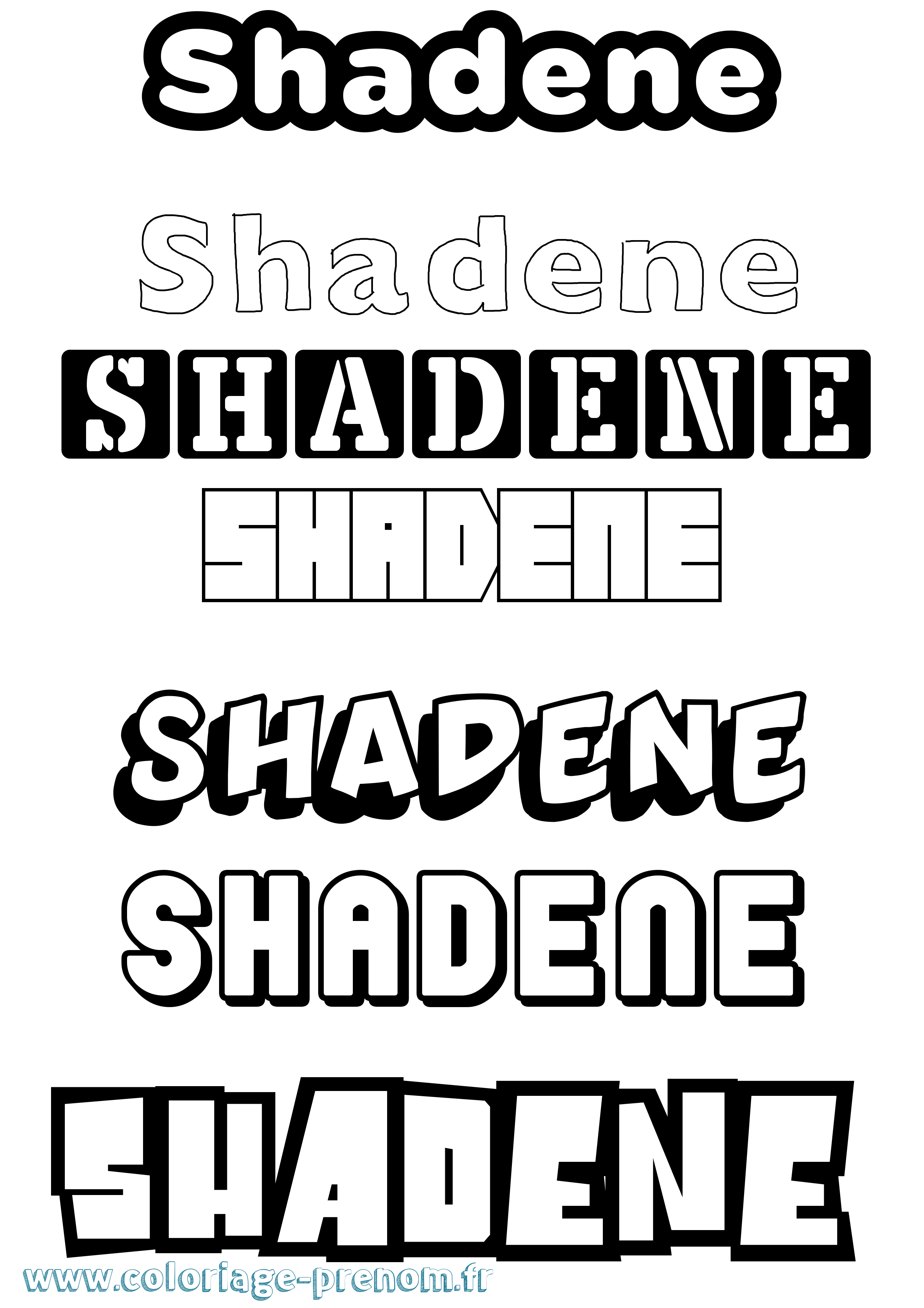 Coloriage Shadene Simple Coloriage prénom Shadene Simple
