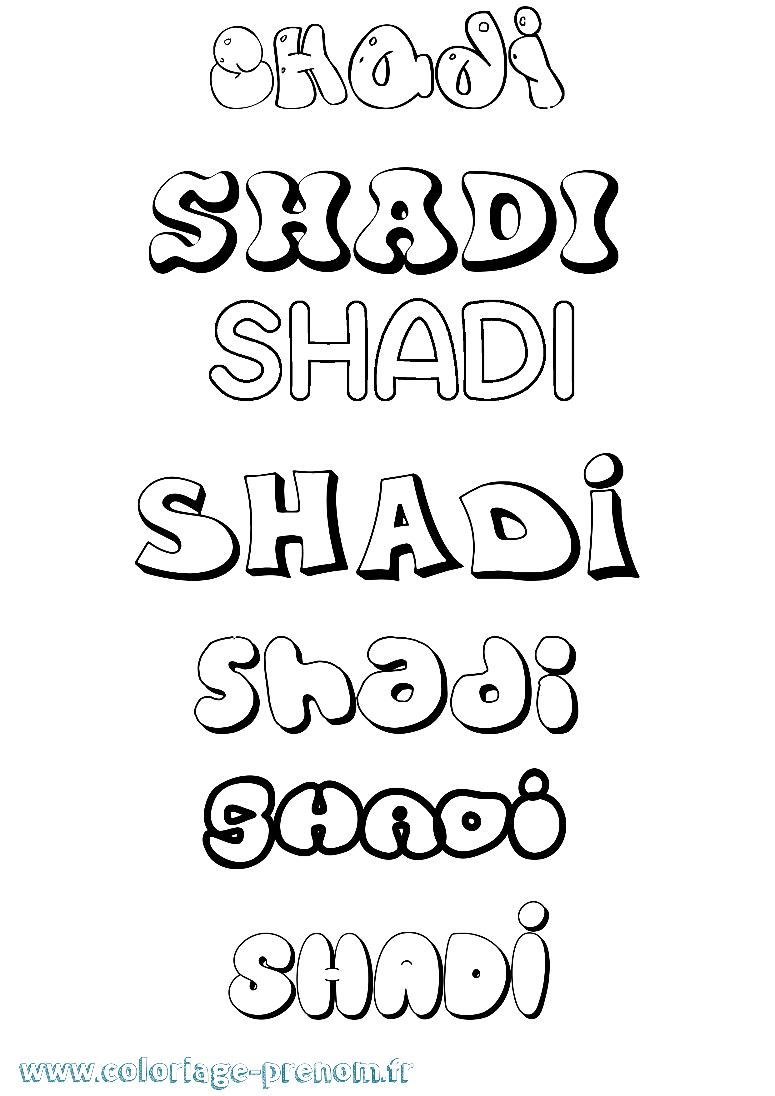 Coloriage Shadi Bubble Coloriage prénom Shadi Bubble