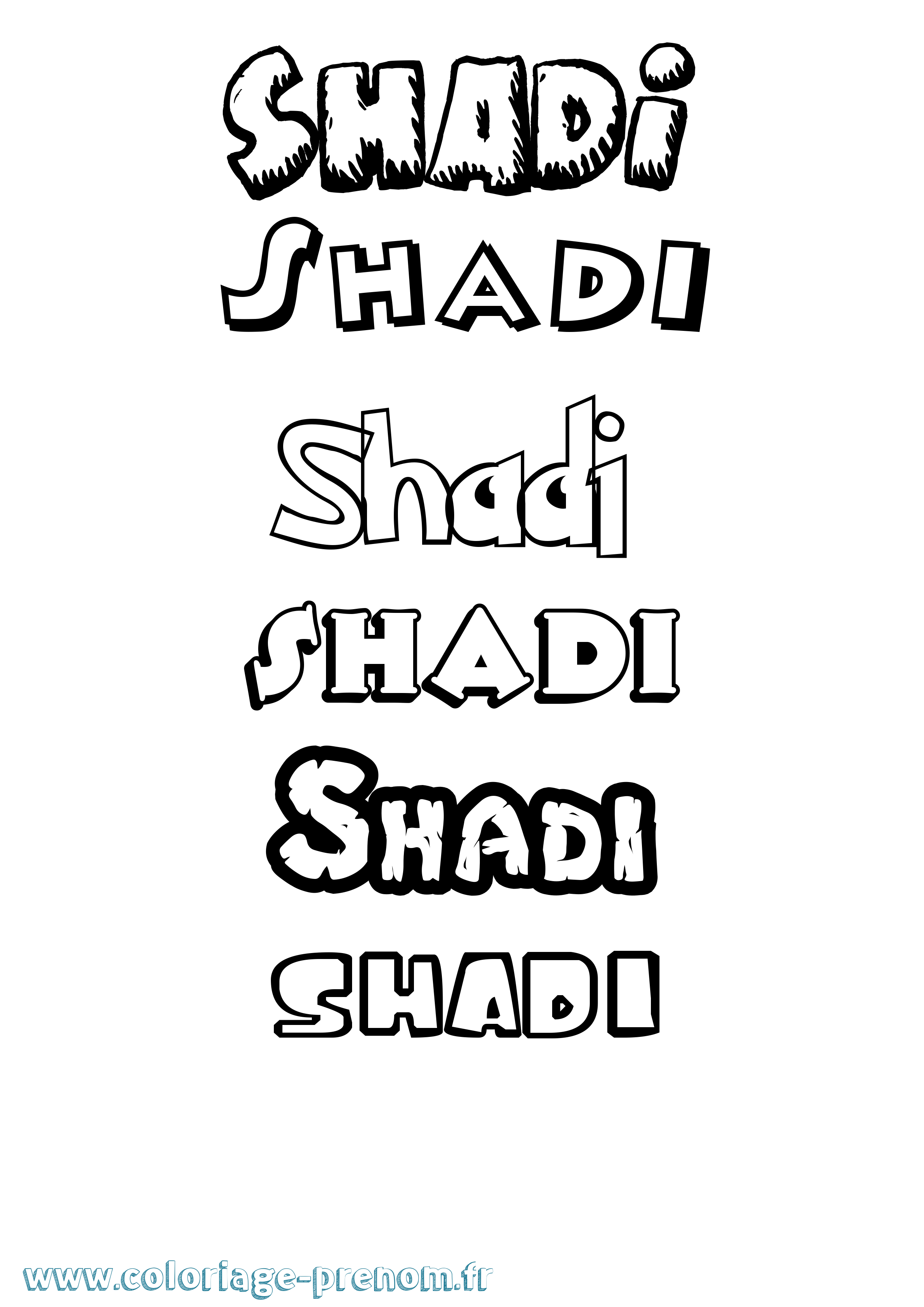 Coloriage Shadi Dessin Animé Coloriage prénom Shadi Dessin Animé