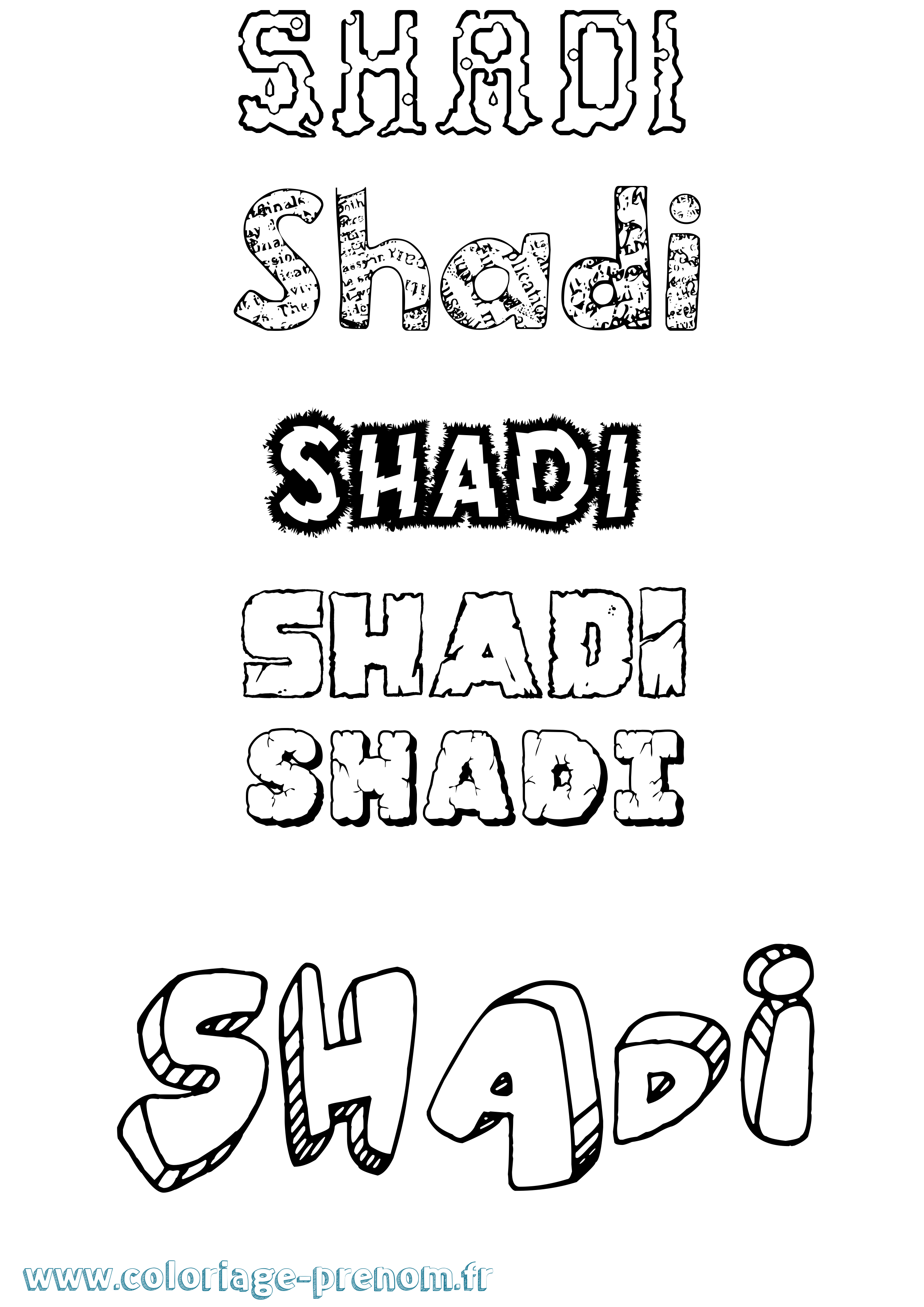 Coloriage Shadi Destructuré Coloriage prénom Shadi Destructuré