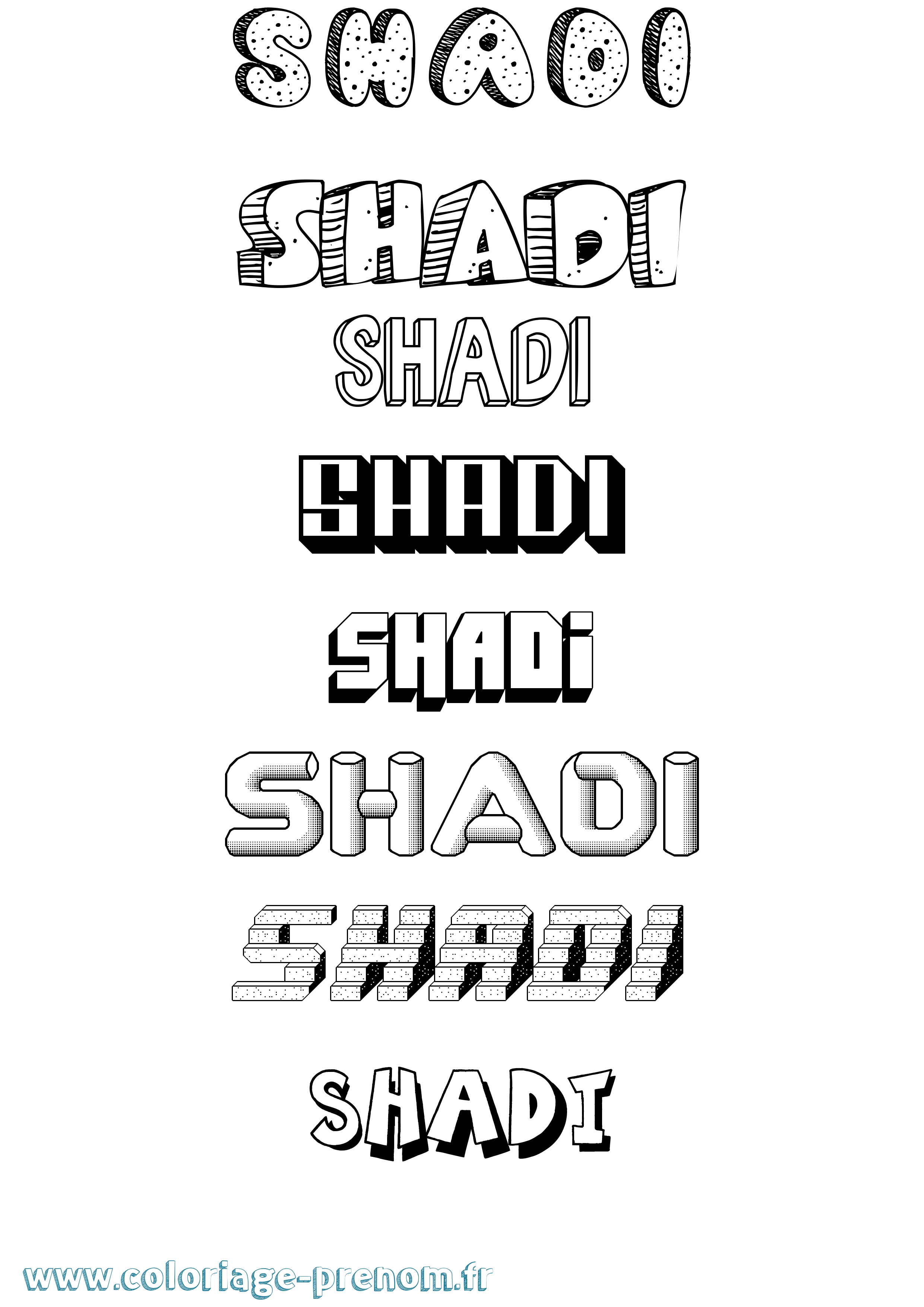 Coloriage Shadi Effet 3D Coloriage prénom Shadi Effet 3D