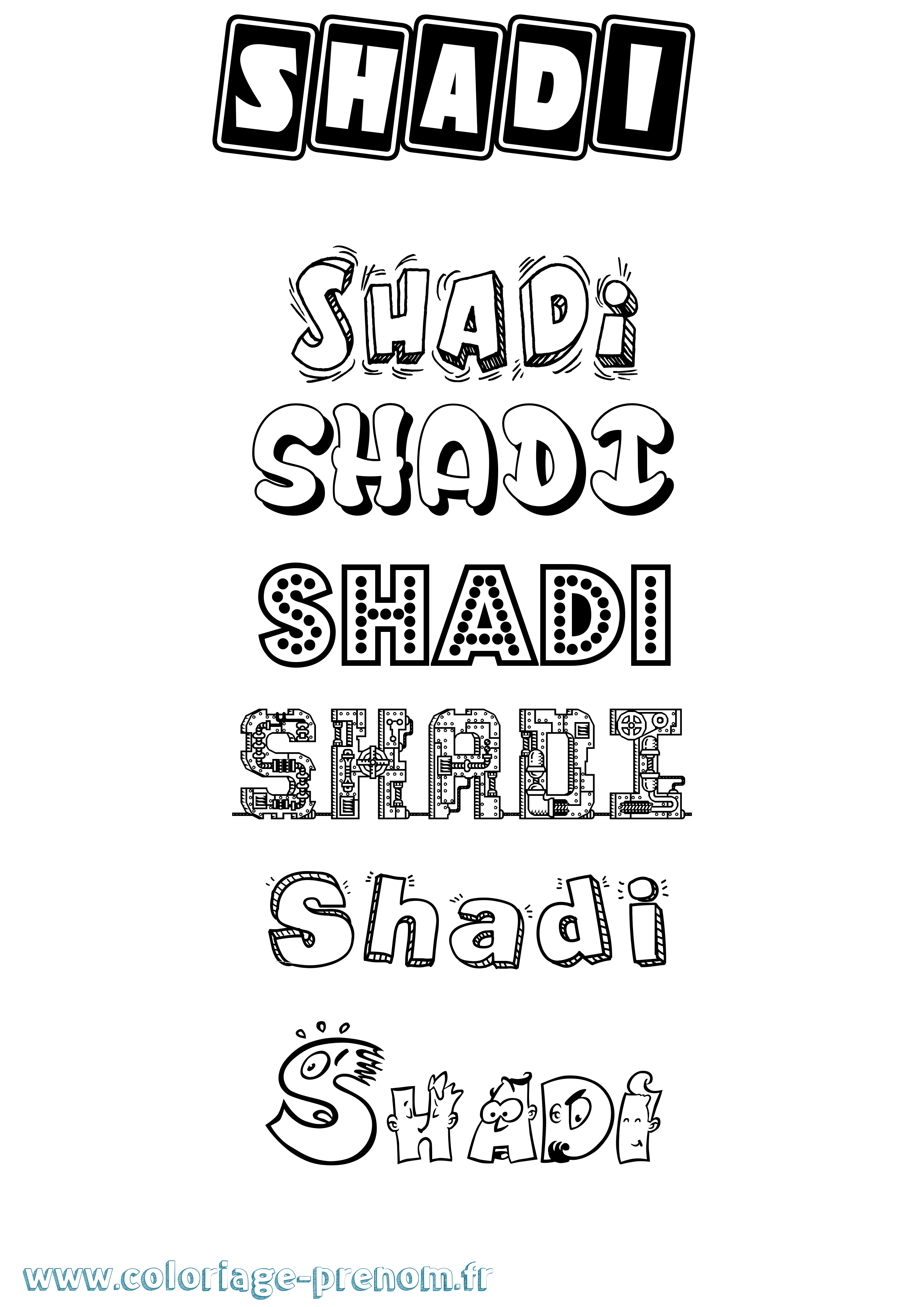 Coloriage Shadi Fun Coloriage prénom Shadi Fun