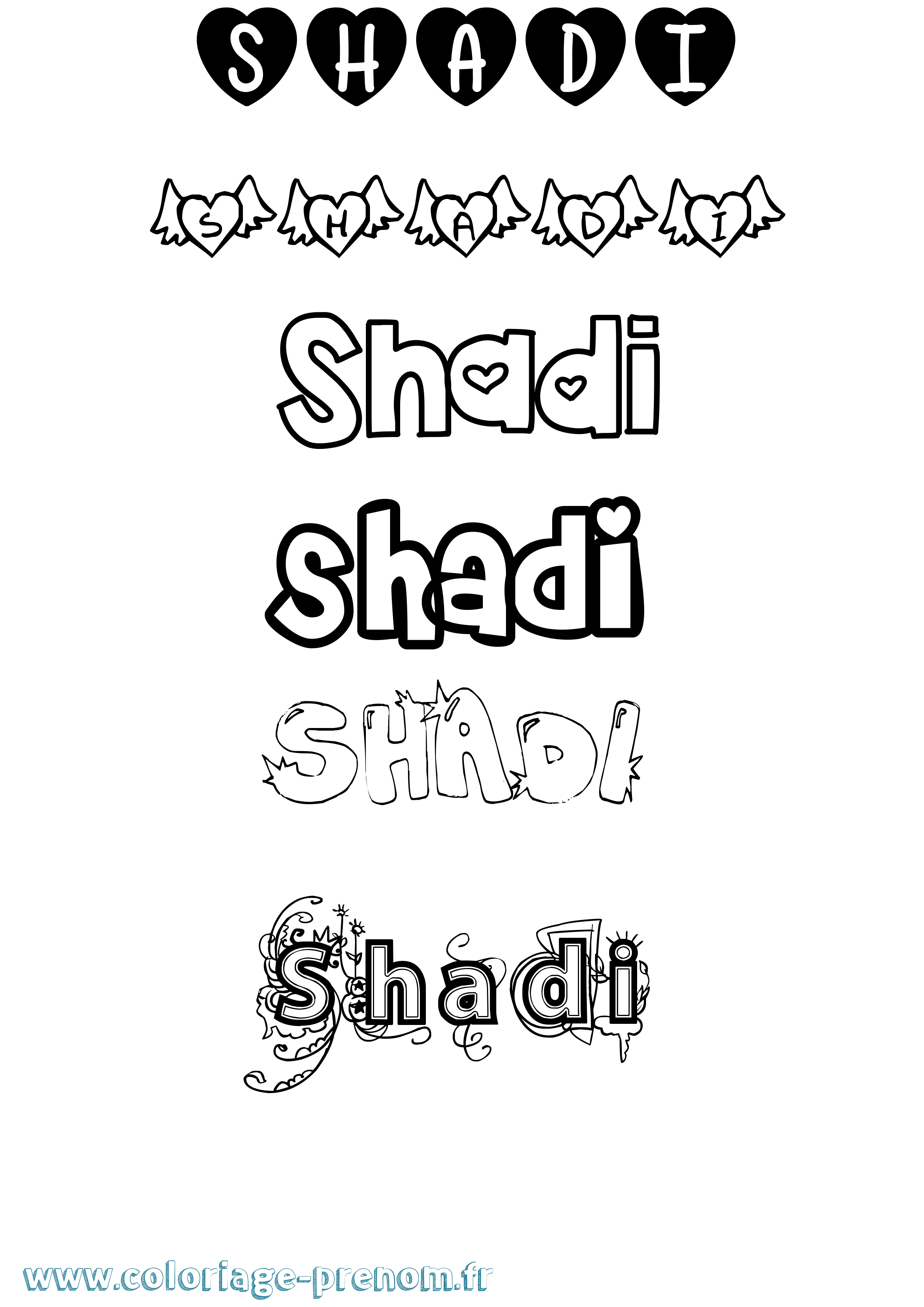 Coloriage Shadi Girly Coloriage prénom Shadi Girly