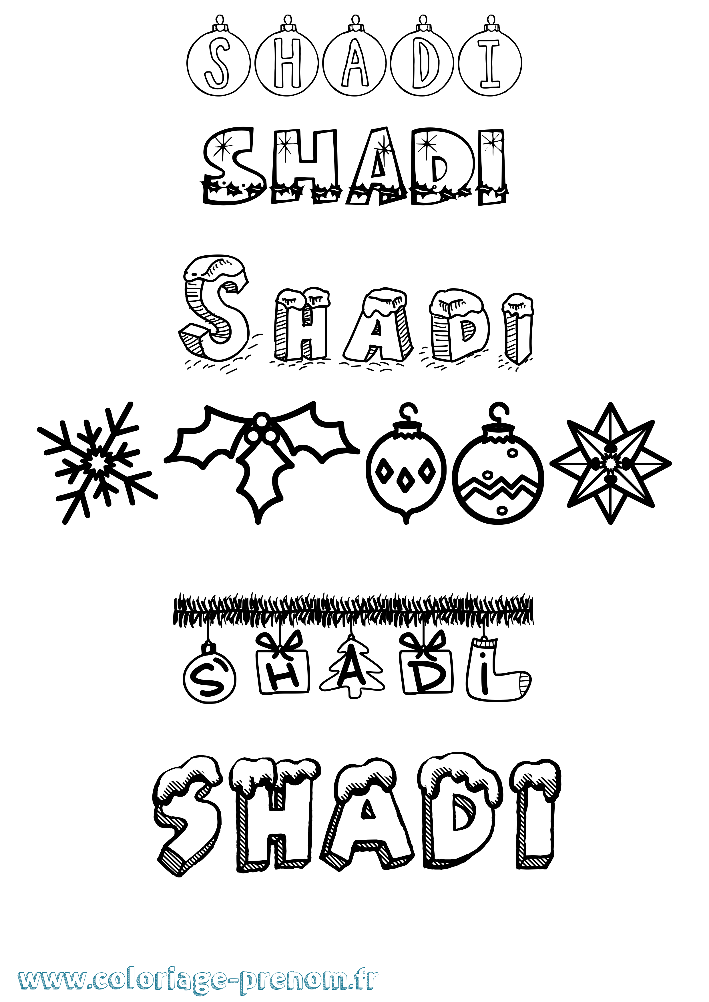 Coloriage Shadi Noël Coloriage prénom Shadi Noël