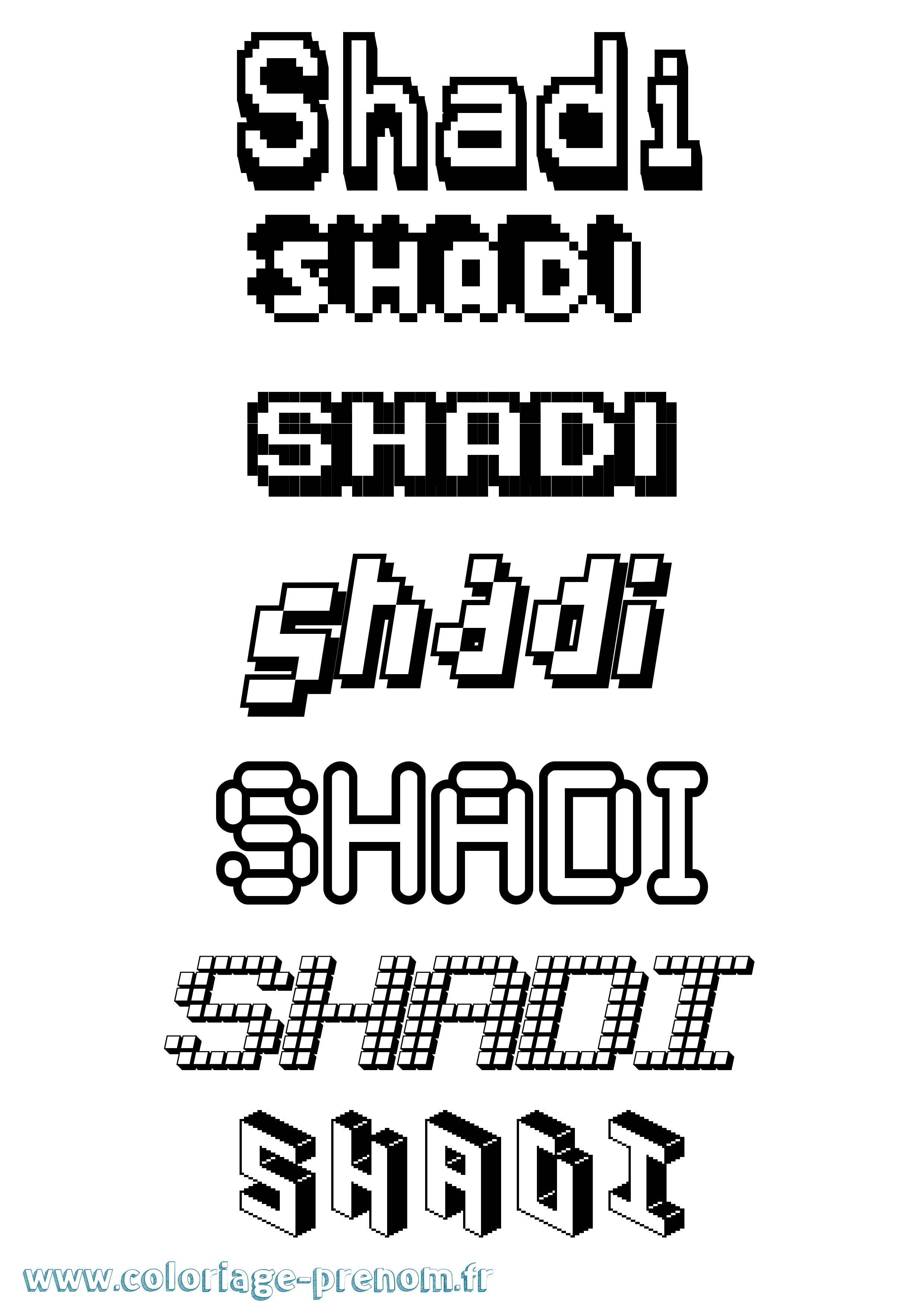 Coloriage Shadi Pixel Coloriage prénom Shadi Pixel