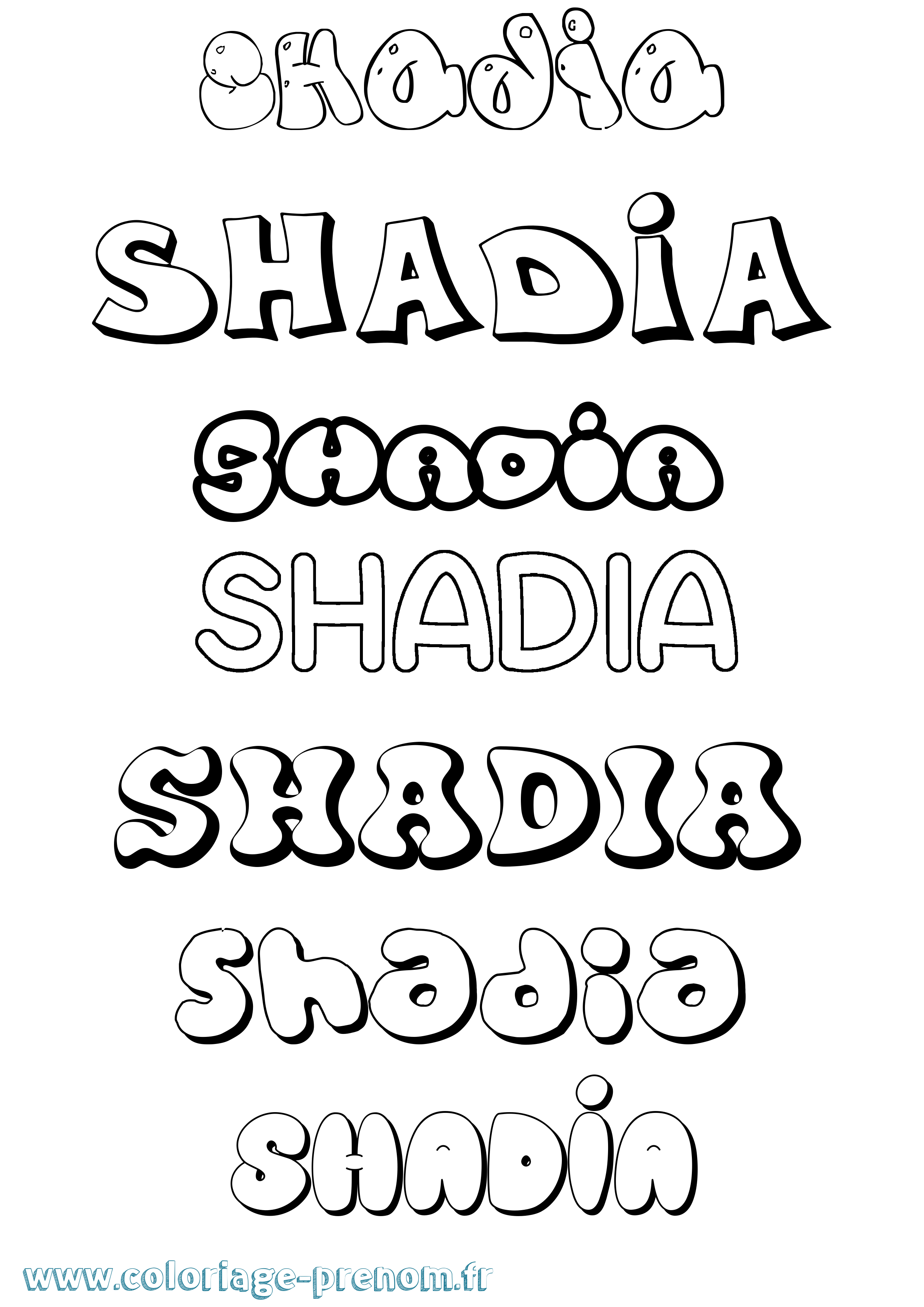 Coloriage Shadia Bubble Coloriage prénom Shadia Bubble