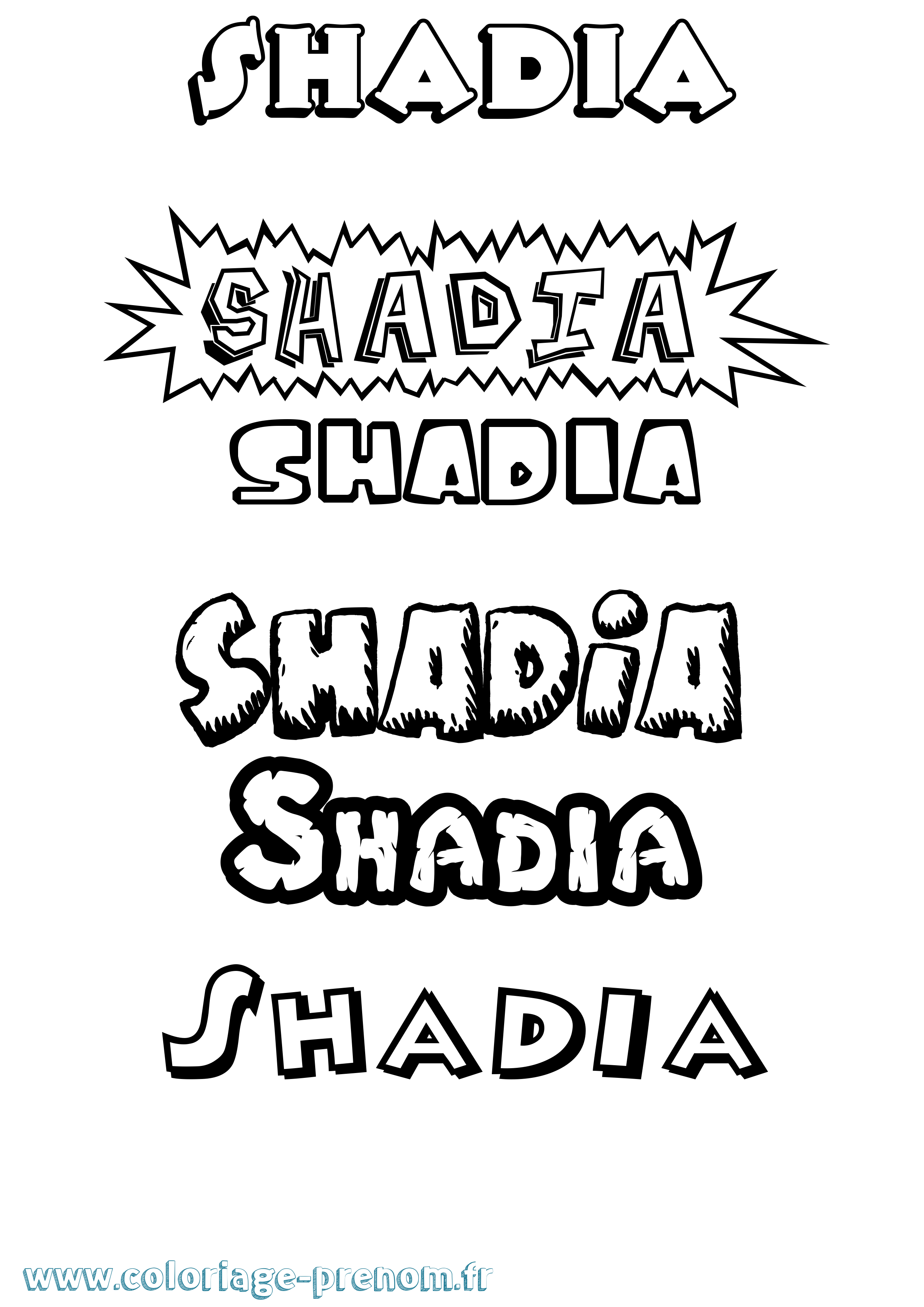 Coloriage Shadia Dessin Animé Coloriage prénom Shadia Dessin Animé