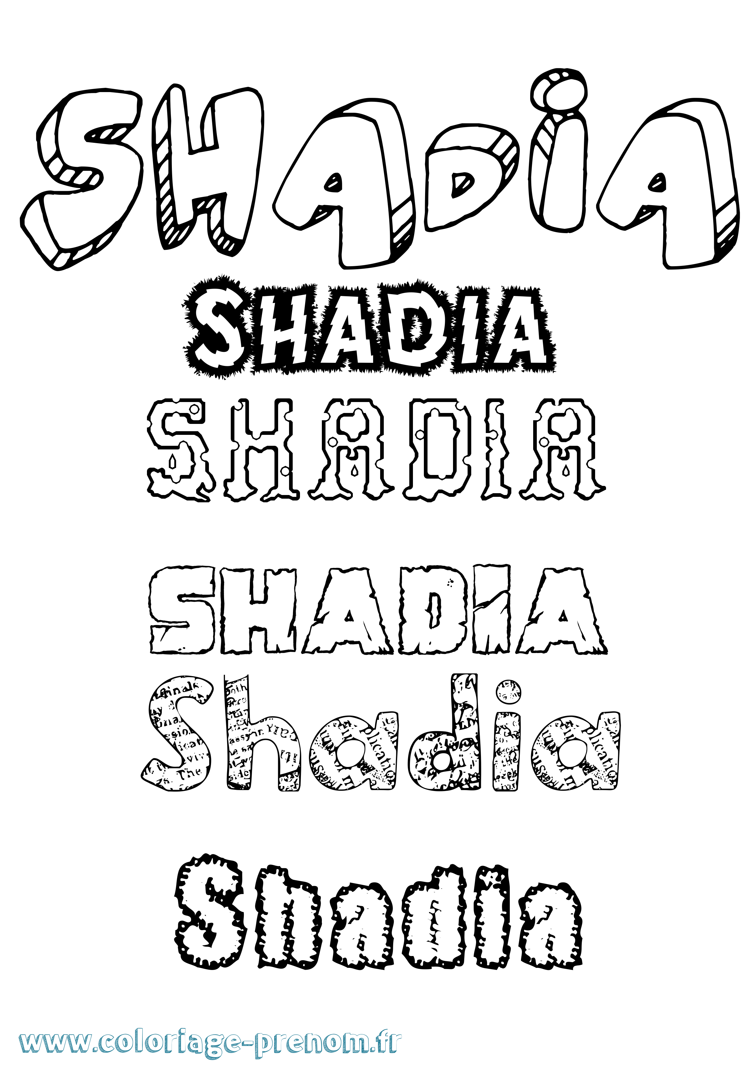 Coloriage Shadia Destructuré Coloriage prénom Shadia Destructuré