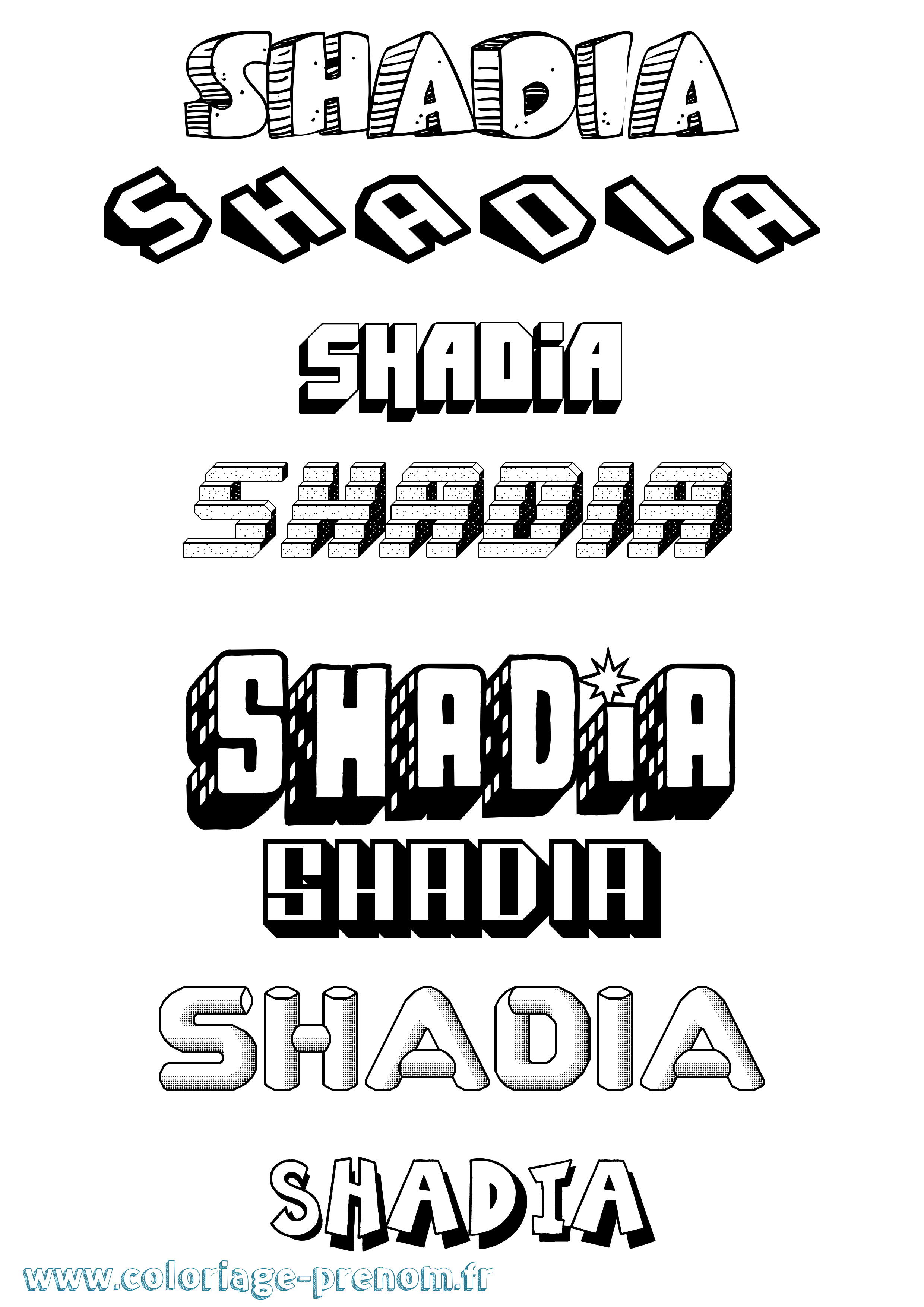 Coloriage Shadia Effet 3D Coloriage prénom Shadia Effet 3D