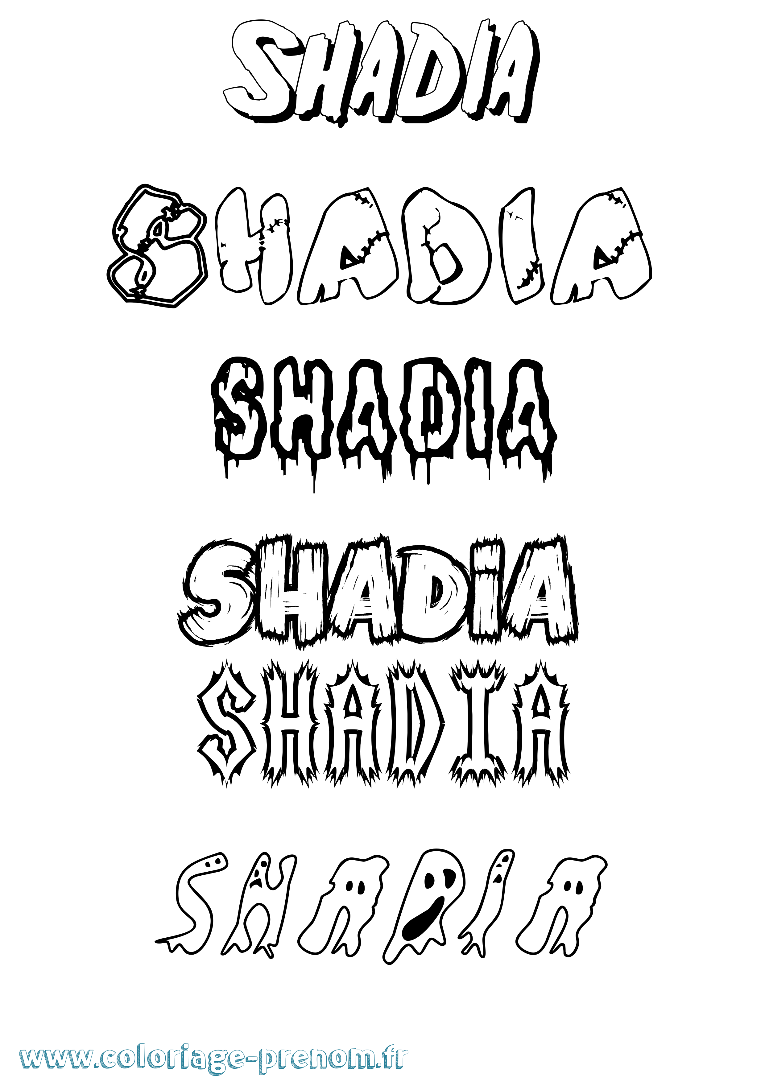 Coloriage Shadia Frisson Coloriage prénom Shadia Frisson