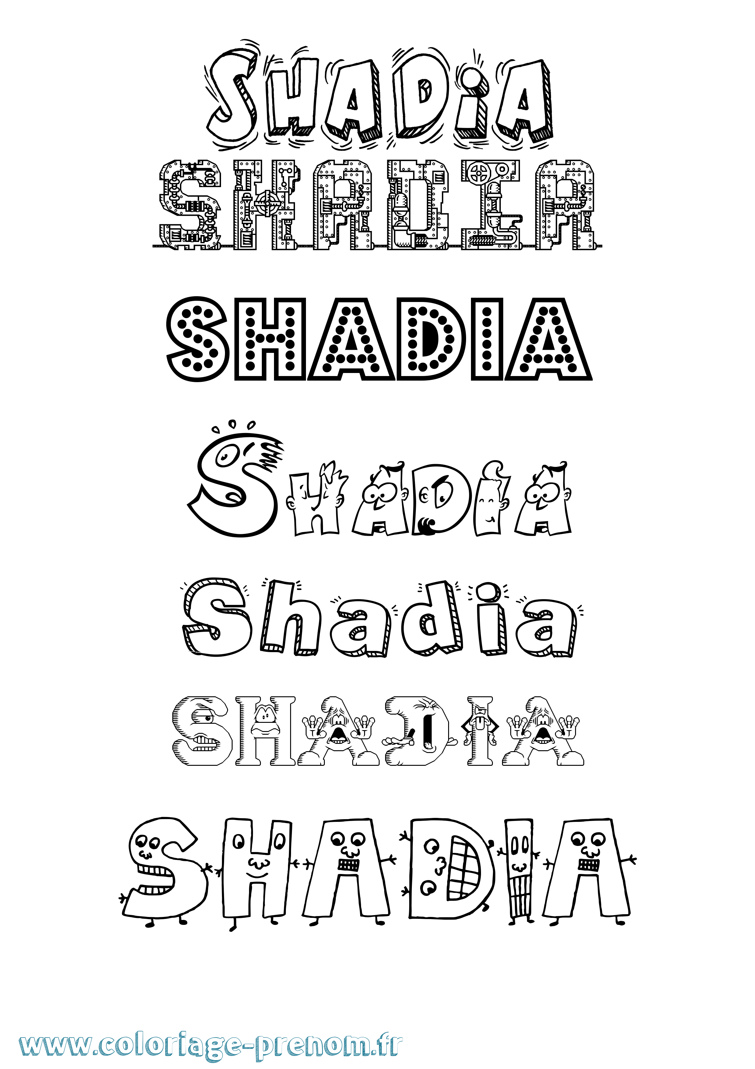 Coloriage Shadia Fun Coloriage prénom Shadia Fun