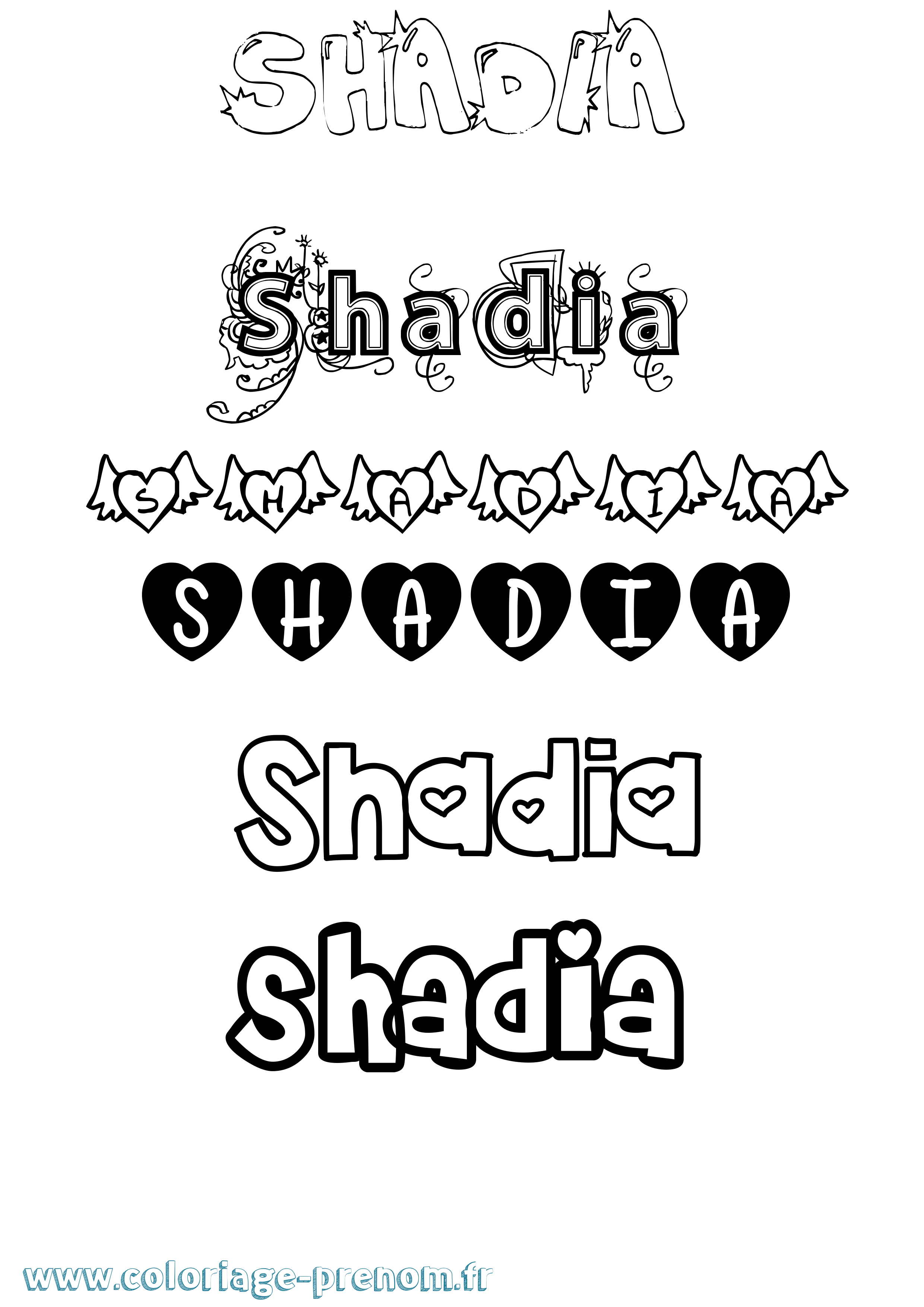 Coloriage Shadia Girly Coloriage prénom Shadia Girly