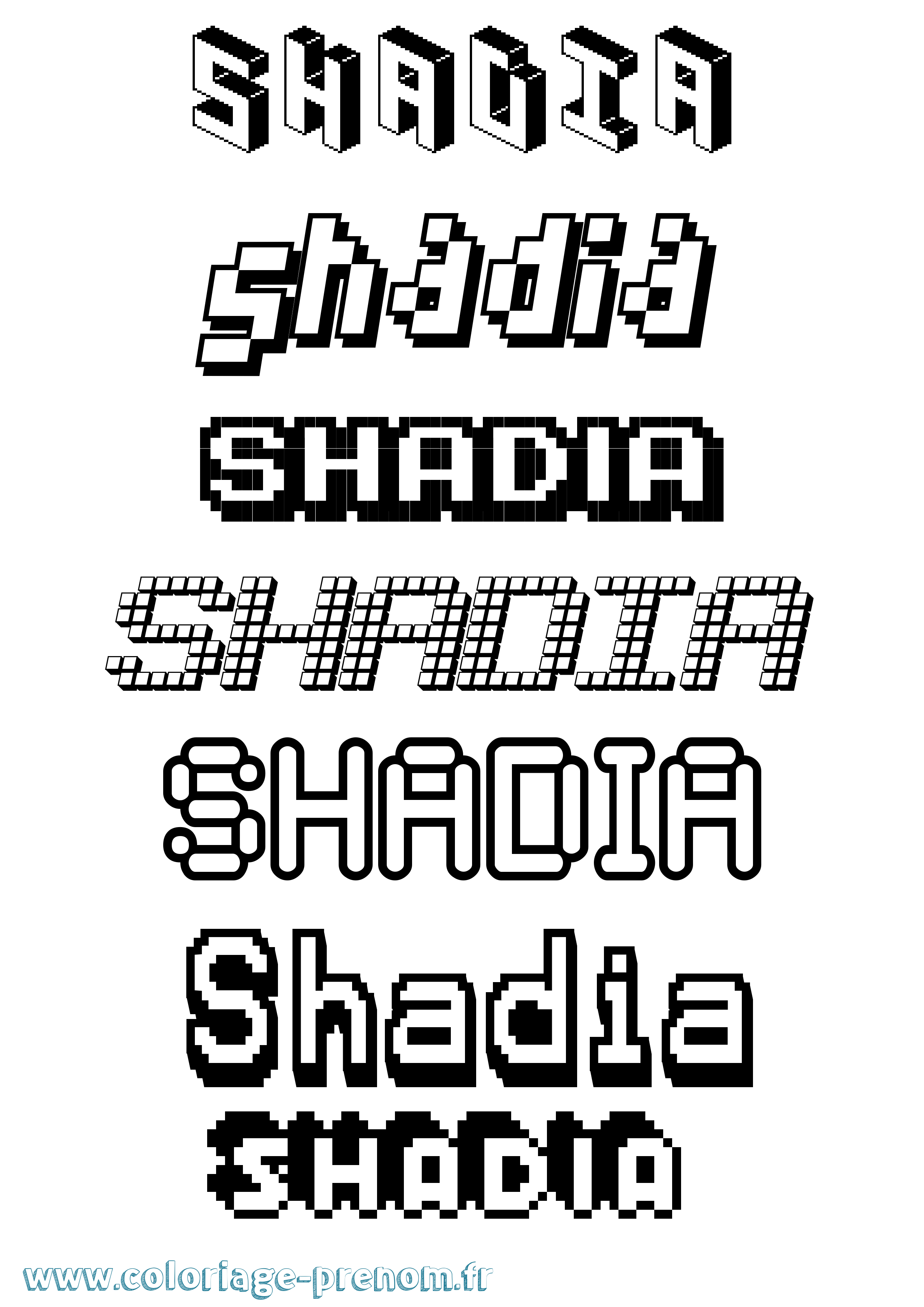 Coloriage Shadia Pixel Coloriage prénom Shadia Pixel