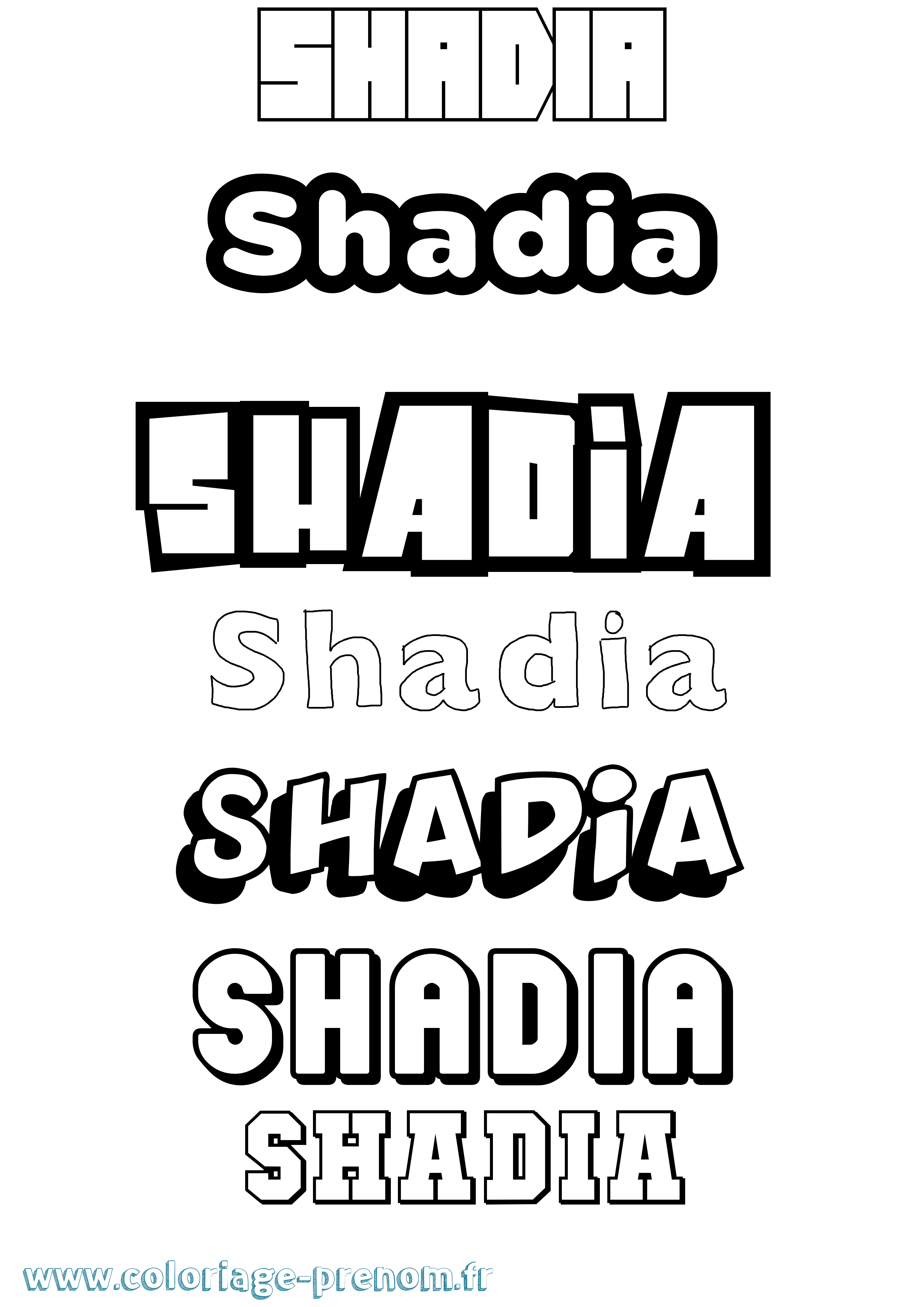 Coloriage Shadia Simple Coloriage prénom Shadia Simple