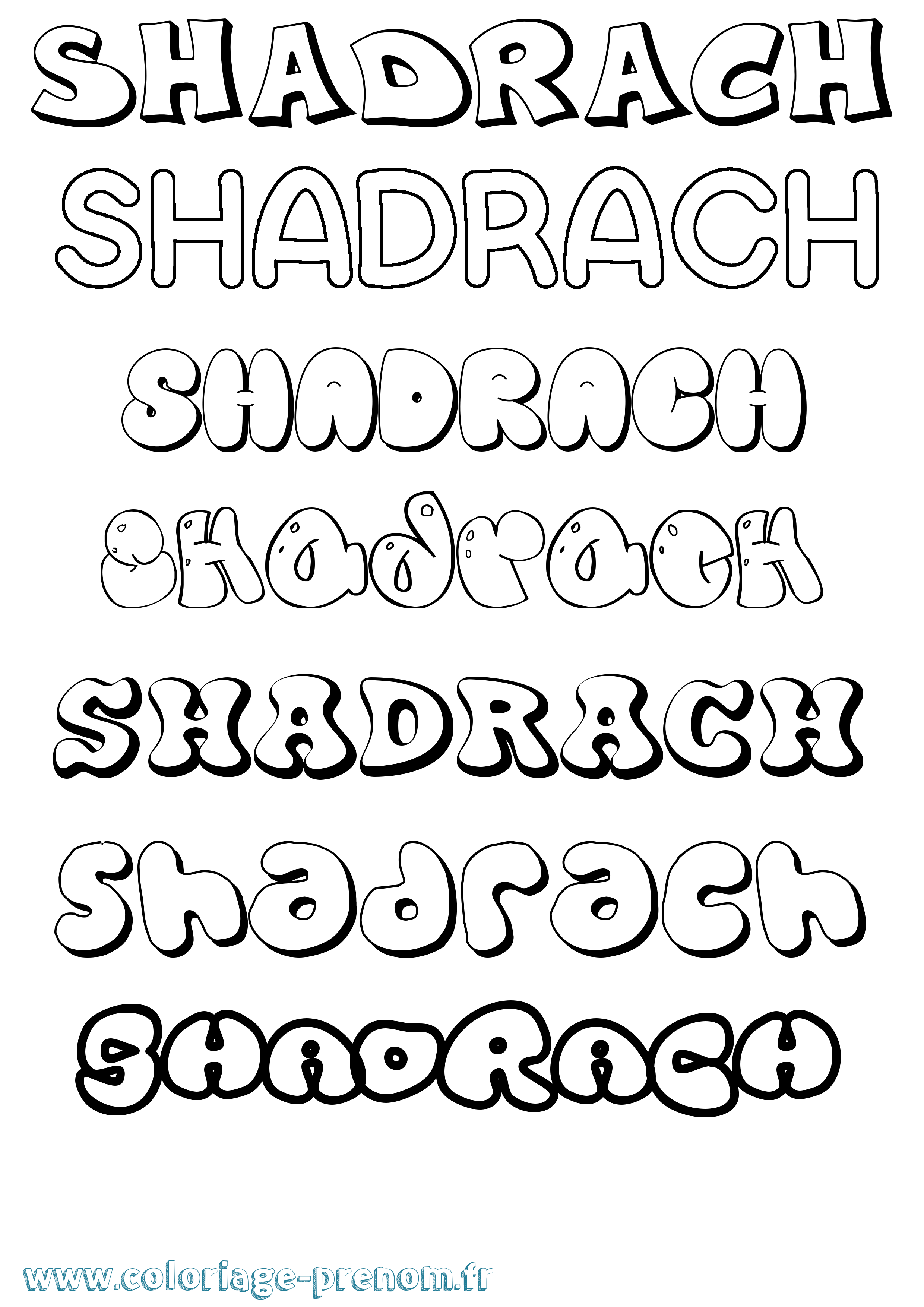 Coloriage Shadrach Bubble Coloriage prénom Shadrach Bubble