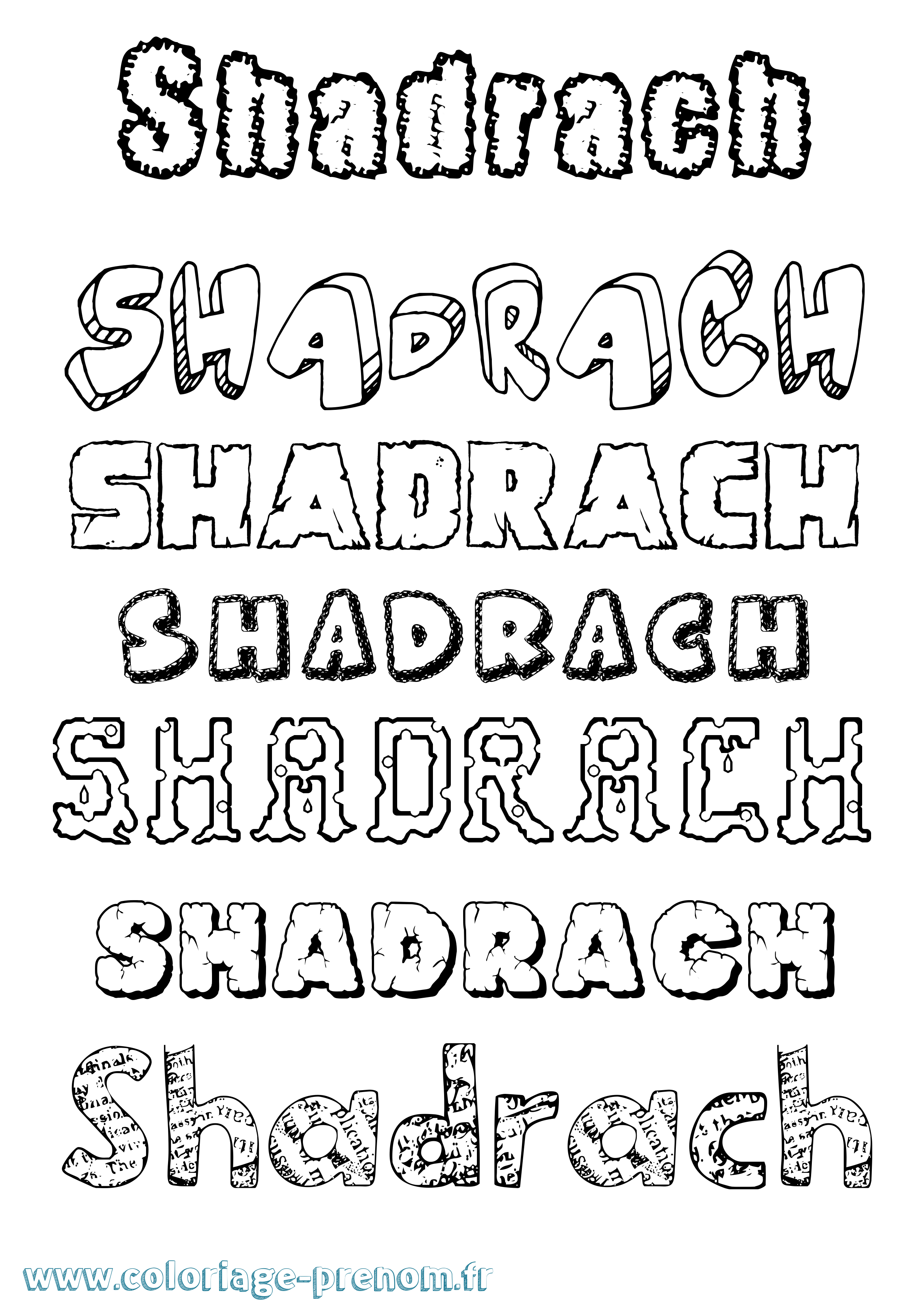 Coloriage Shadrach Destructuré Coloriage prénom Shadrach Destructuré