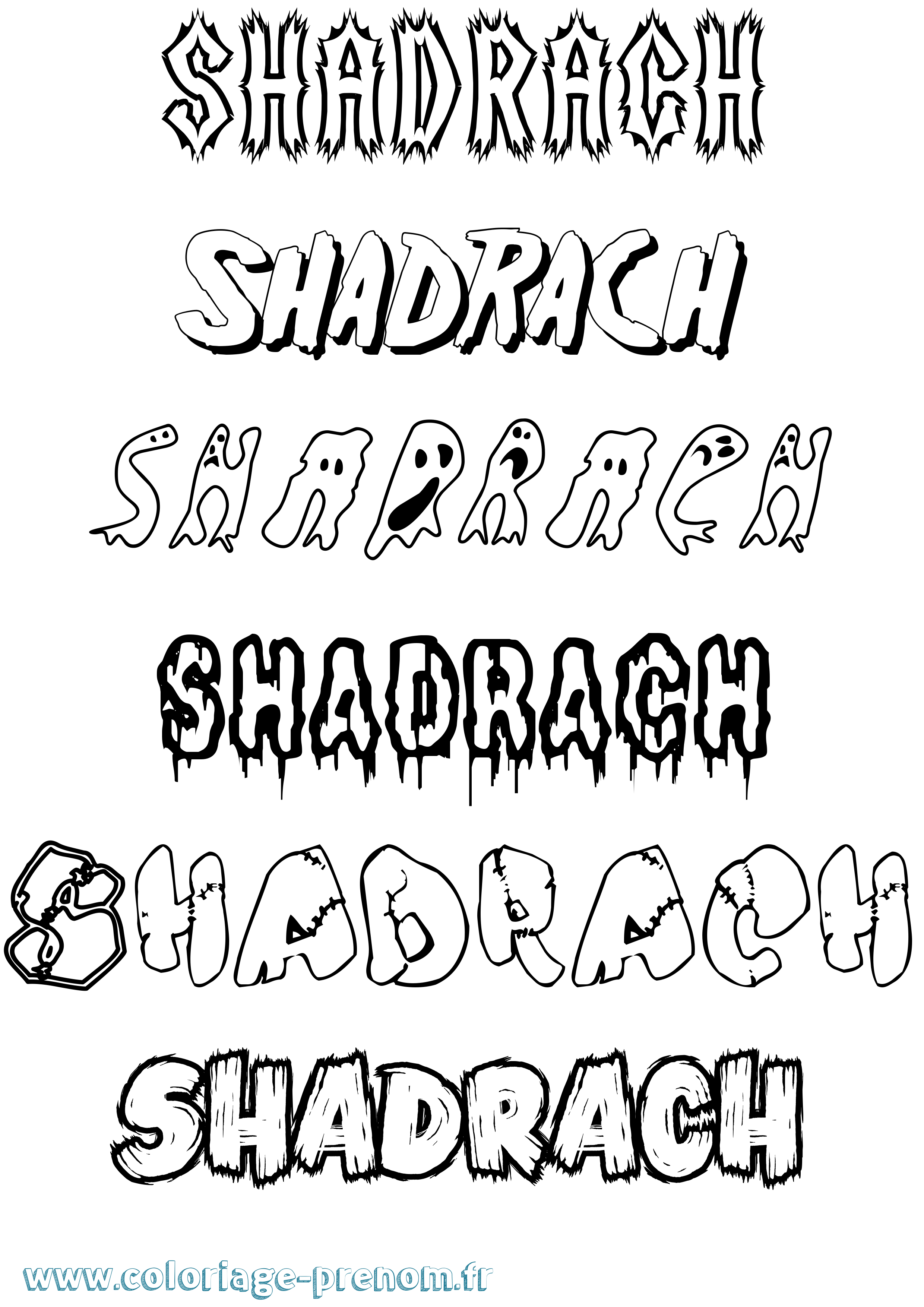 Coloriage Shadrach Frisson Coloriage prénom Shadrach Frisson
