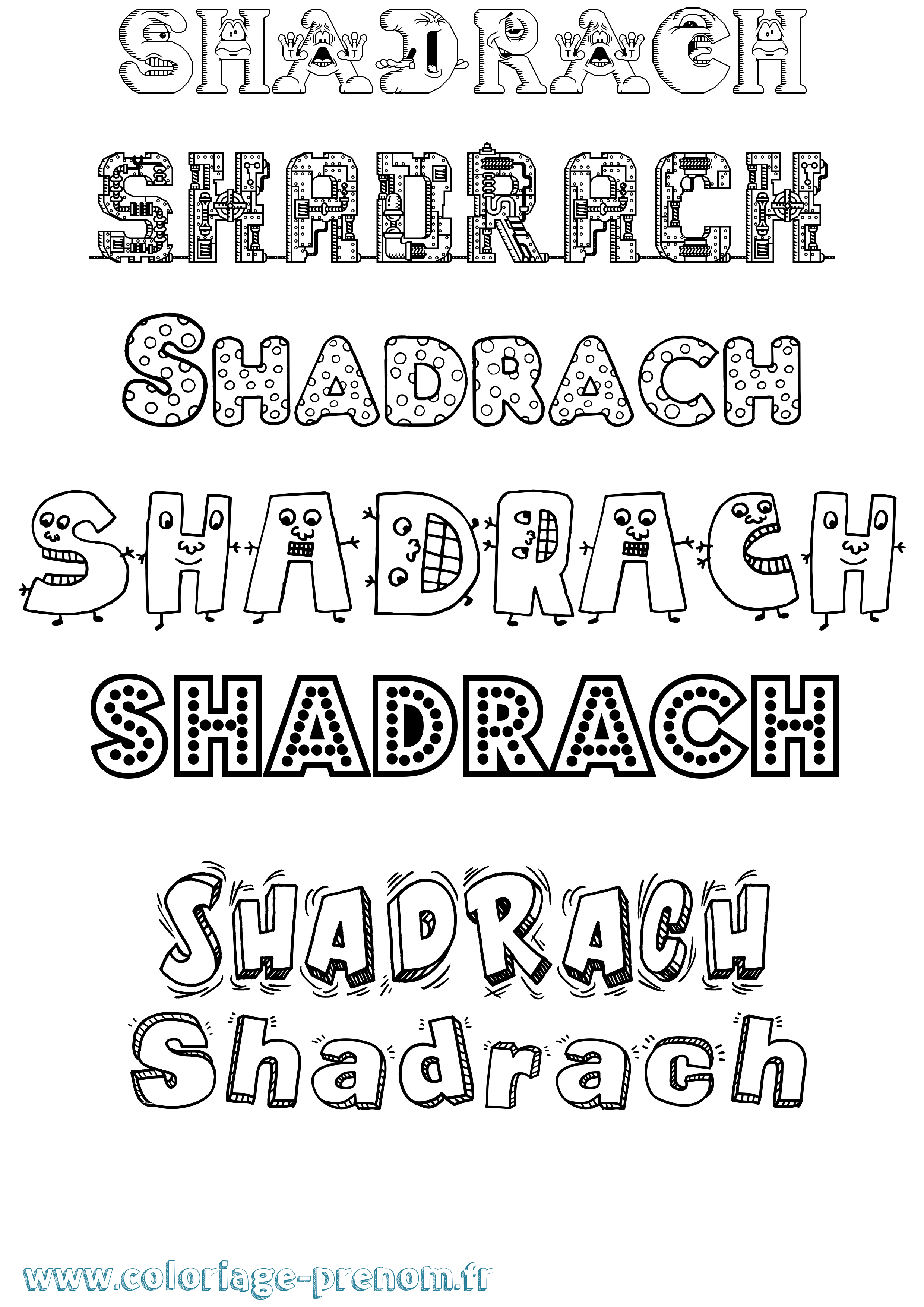 Coloriage Shadrach Fun Coloriage prénom Shadrach Fun