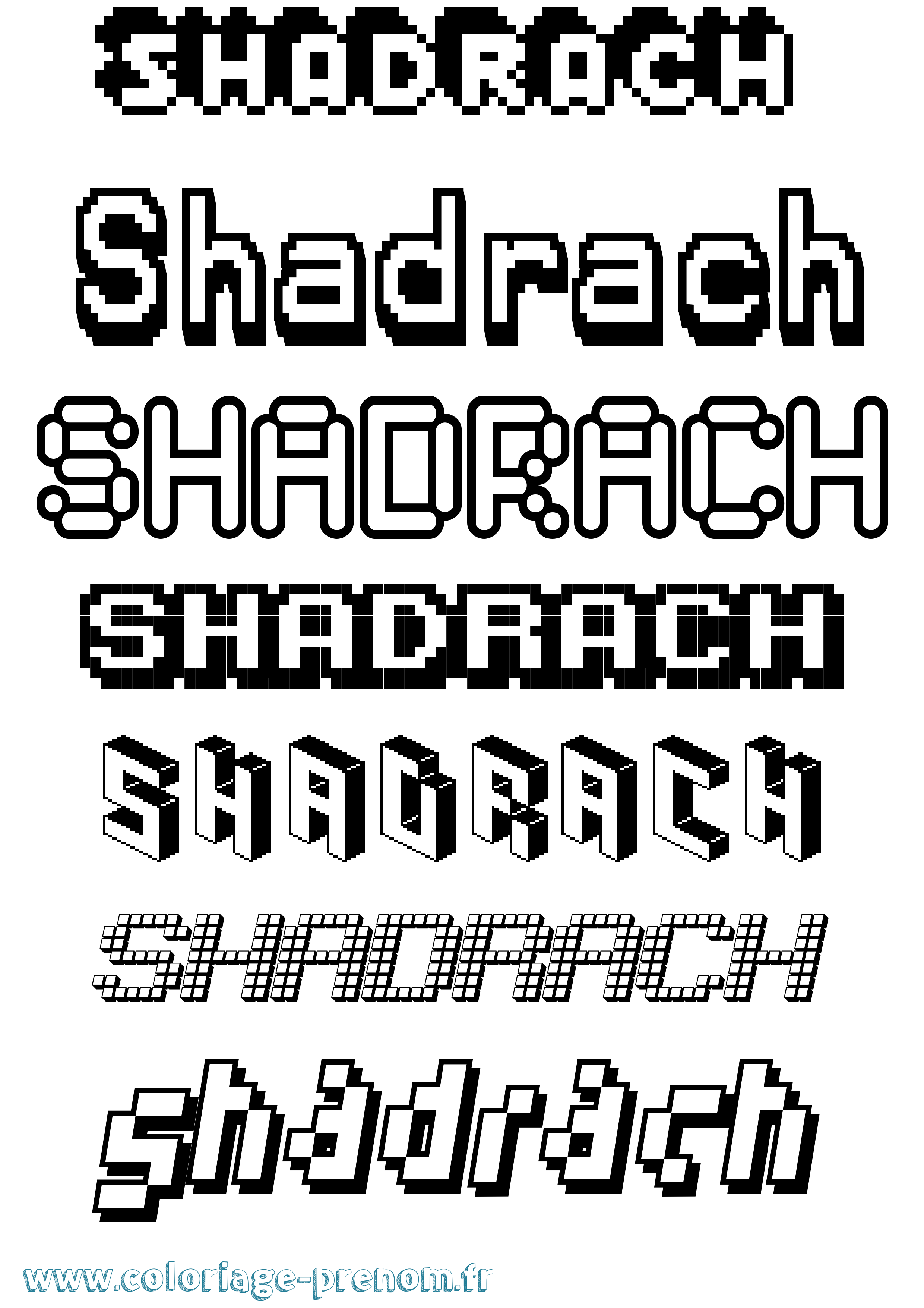 Coloriage Shadrach Pixel Coloriage prénom Shadrach Pixel
