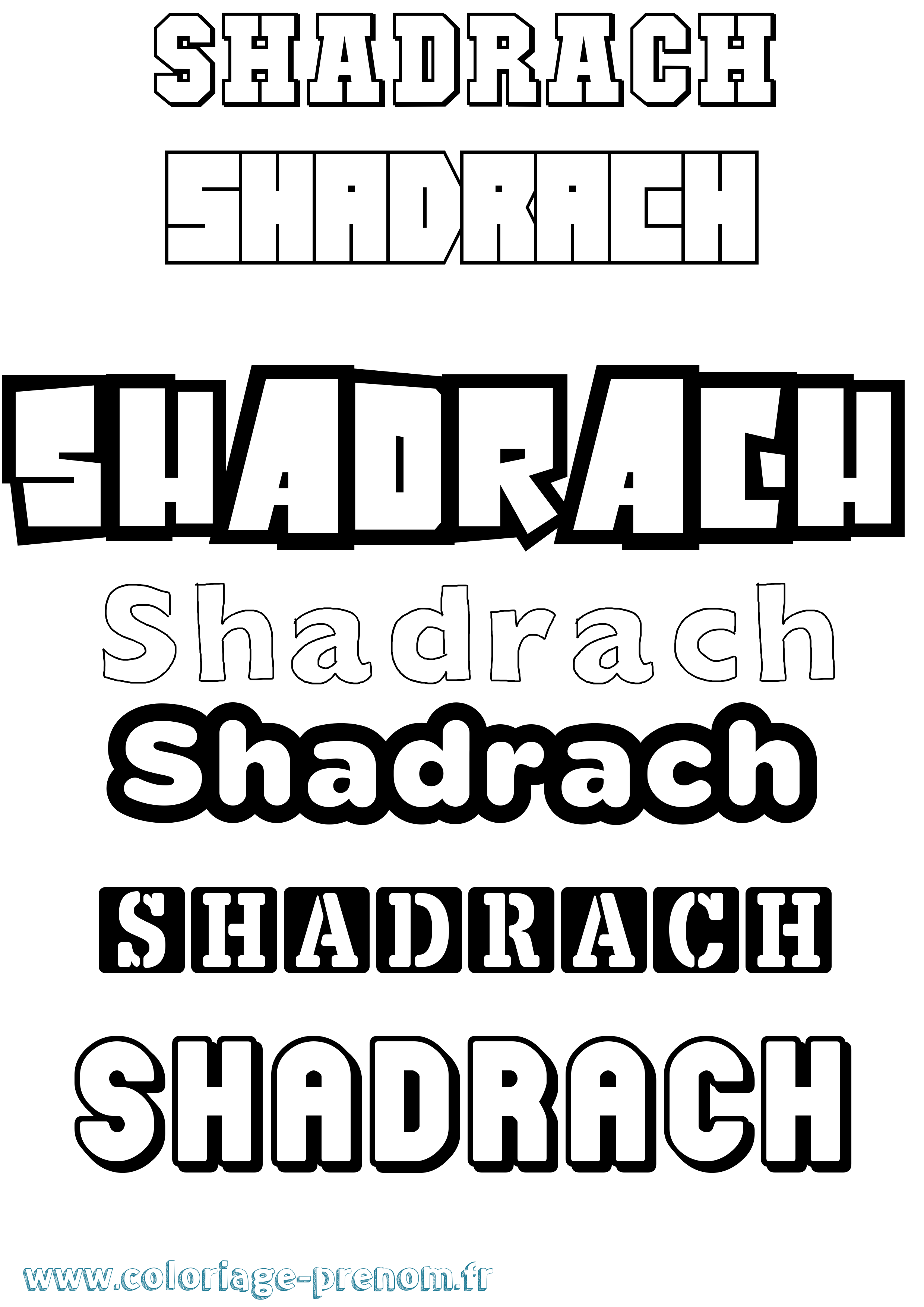 Coloriage Shadrach Simple Coloriage prénom Shadrach Simple