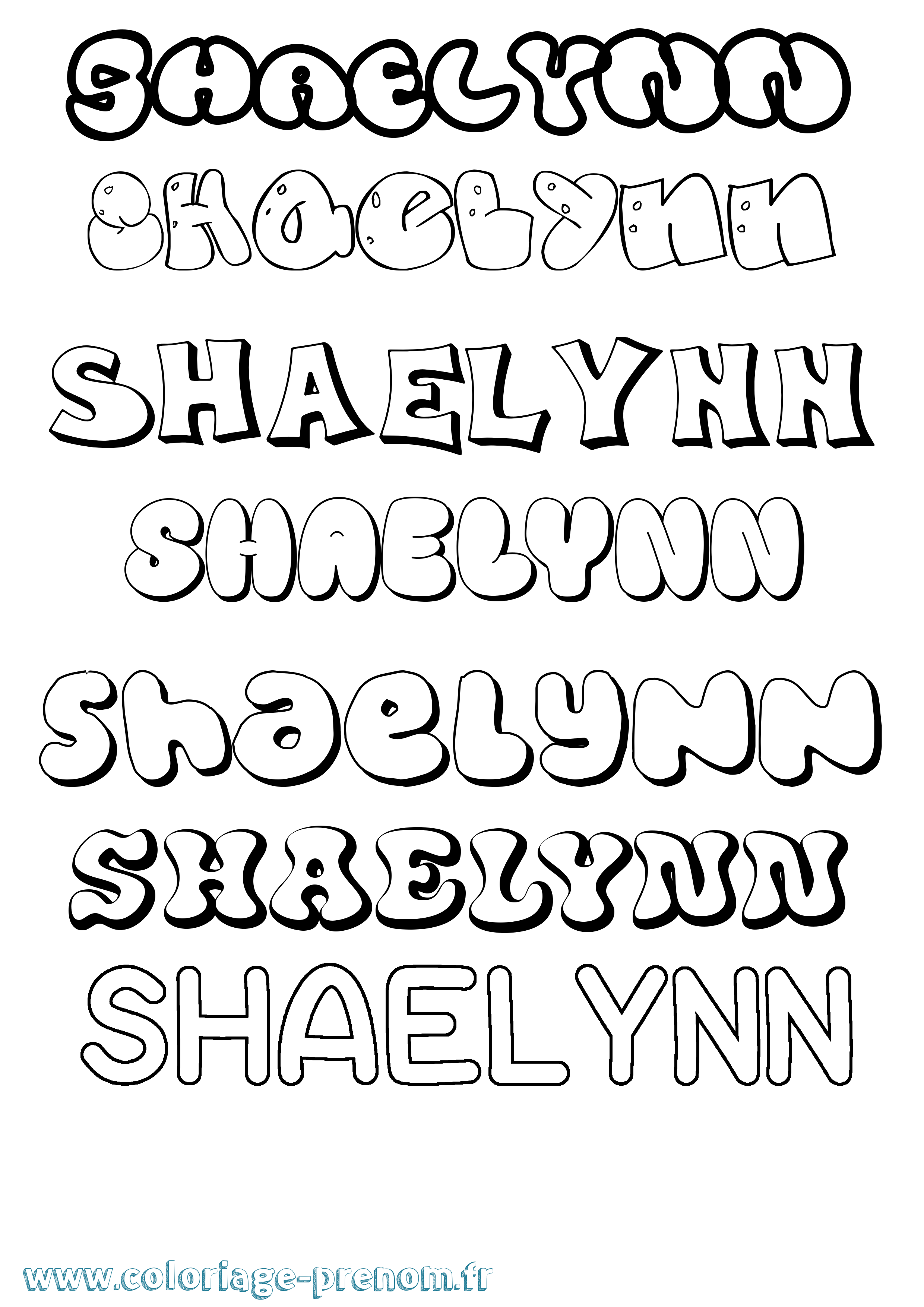 Coloriage Shaelynn Bubble Coloriage prénom Shaelynn Bubble