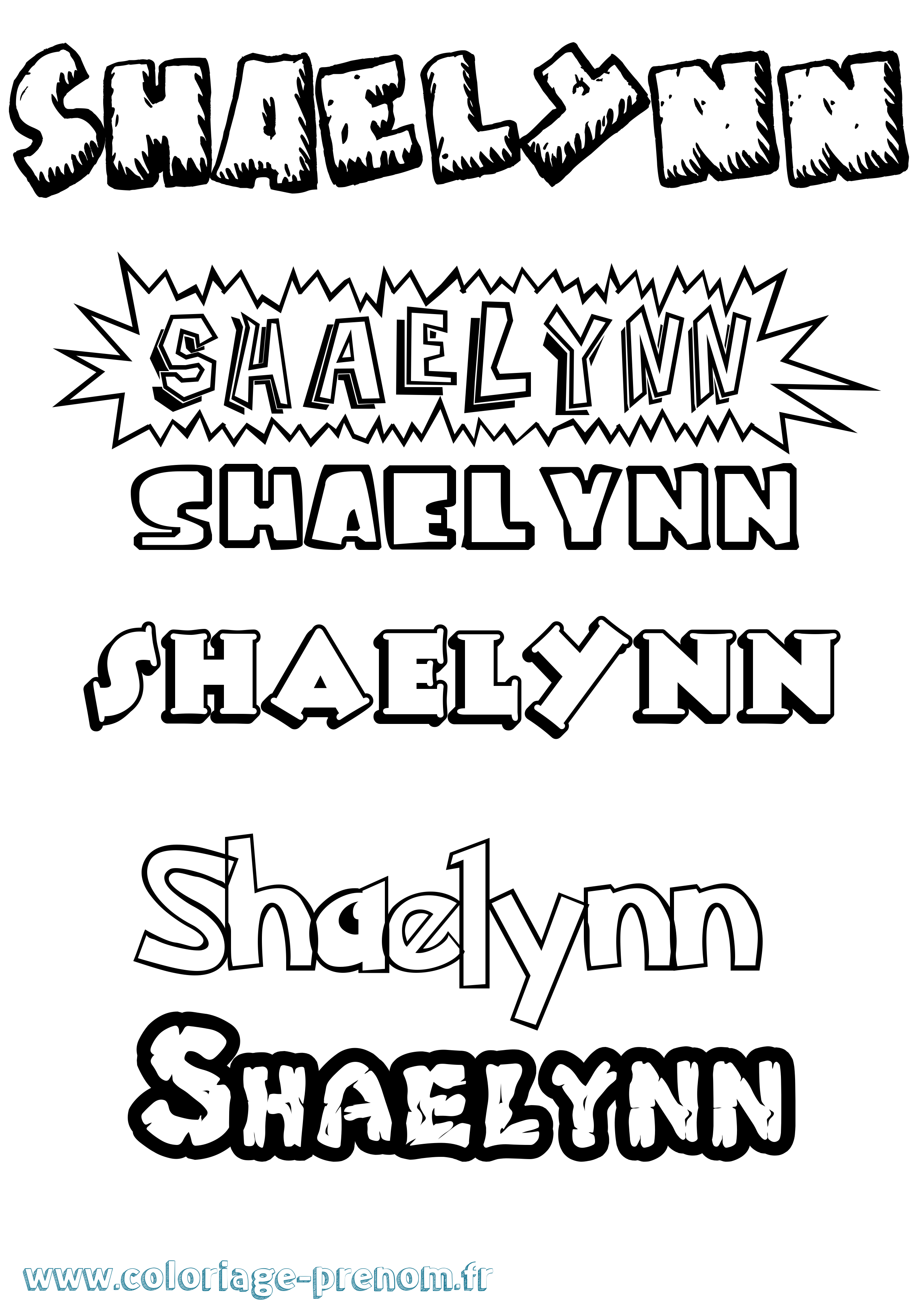 Coloriage Shaelynn Dessin Animé Coloriage prénom Shaelynn Dessin Animé