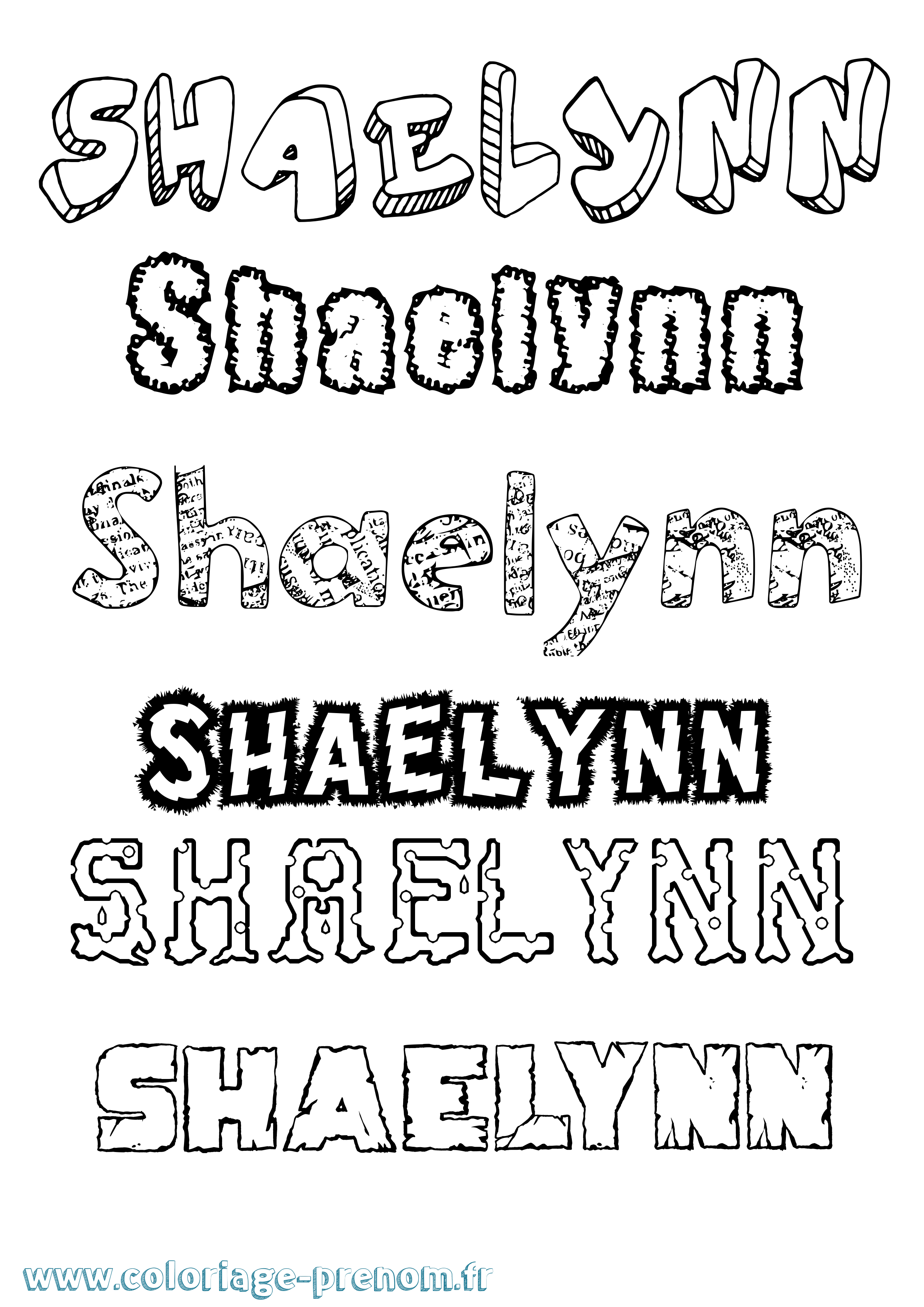 Coloriage Shaelynn Destructuré Coloriage prénom Shaelynn Destructuré