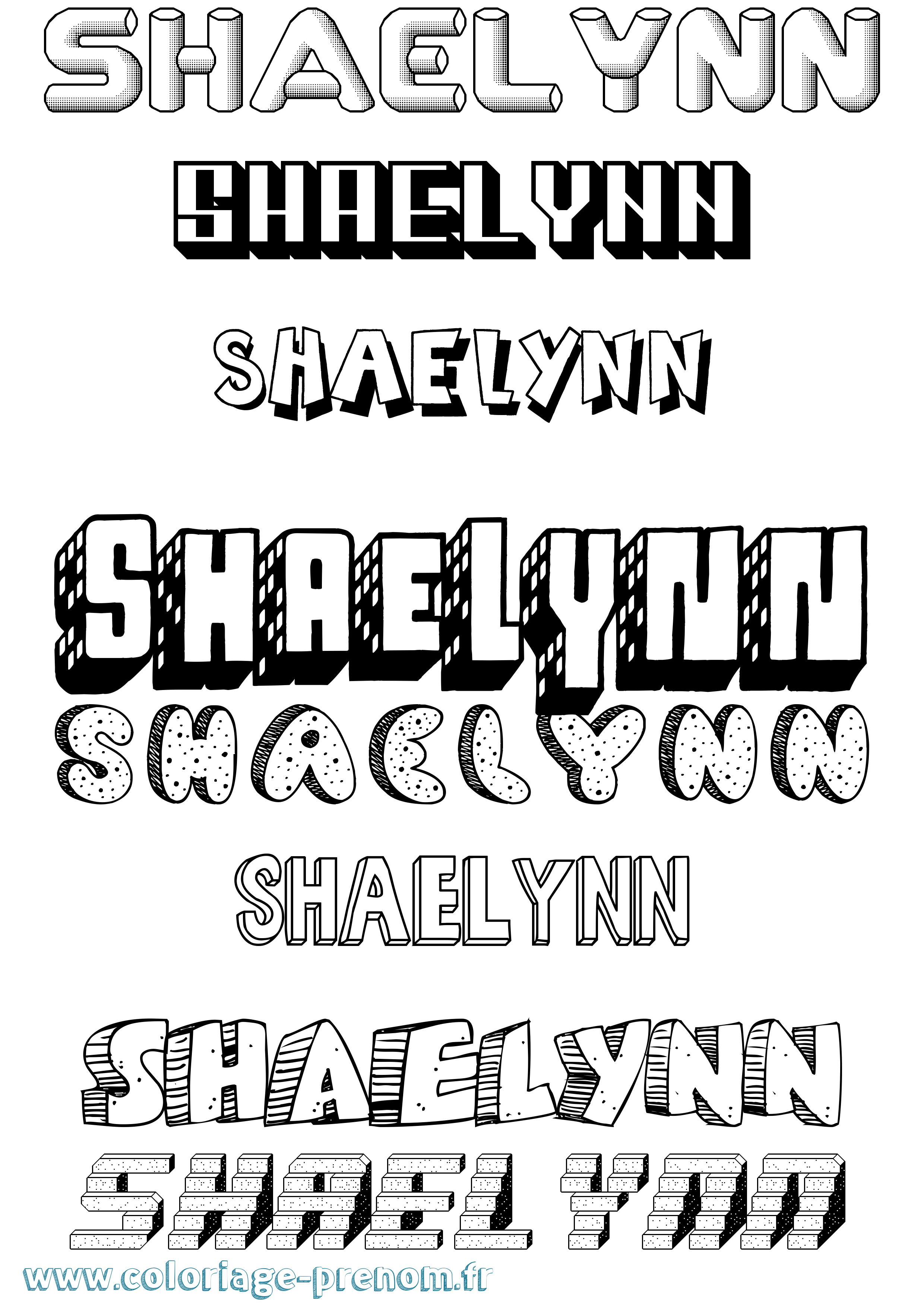 Coloriage Shaelynn Effet 3D Coloriage prénom Shaelynn Effet 3D
