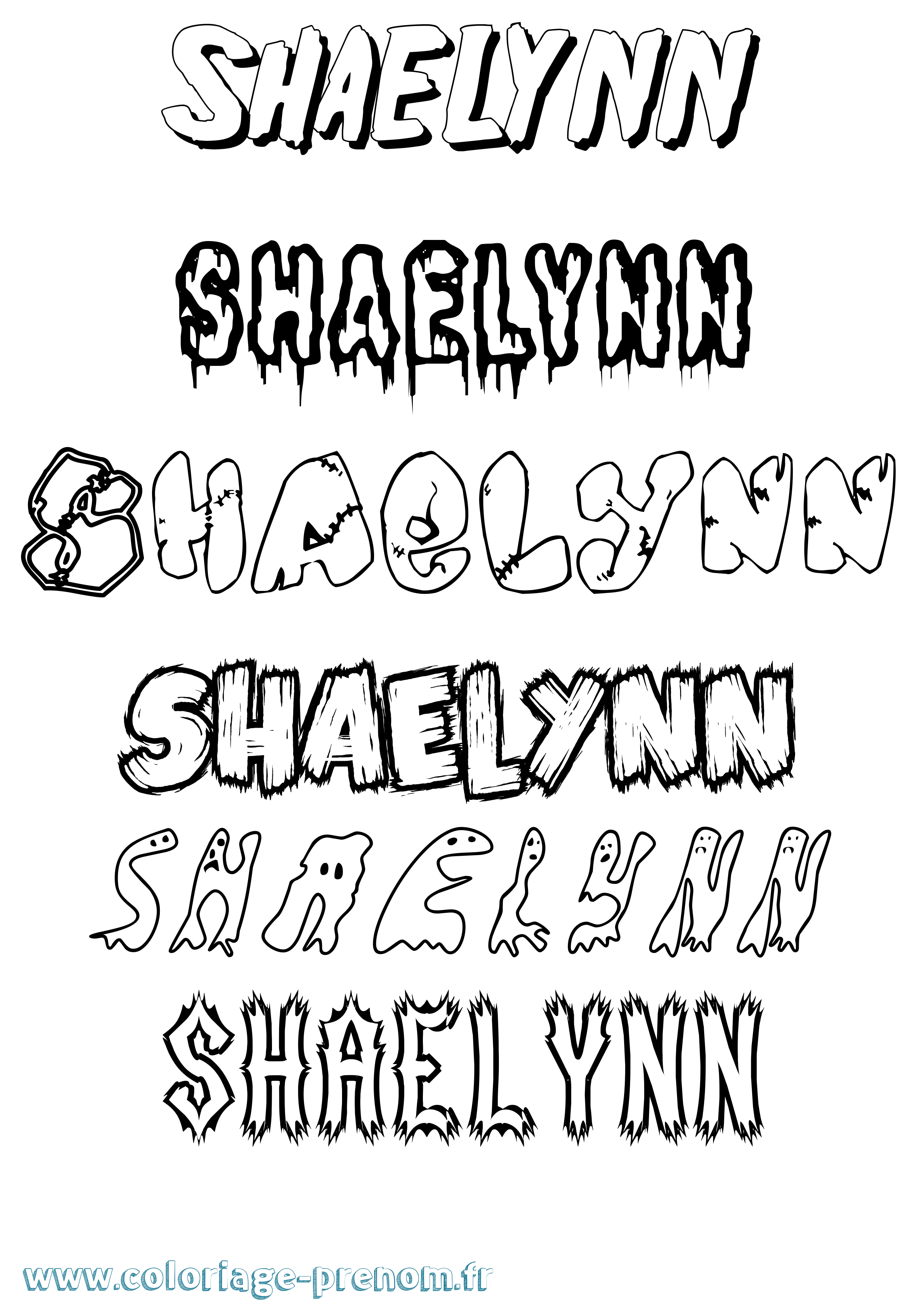 Coloriage Shaelynn Frisson Coloriage prénom Shaelynn Frisson