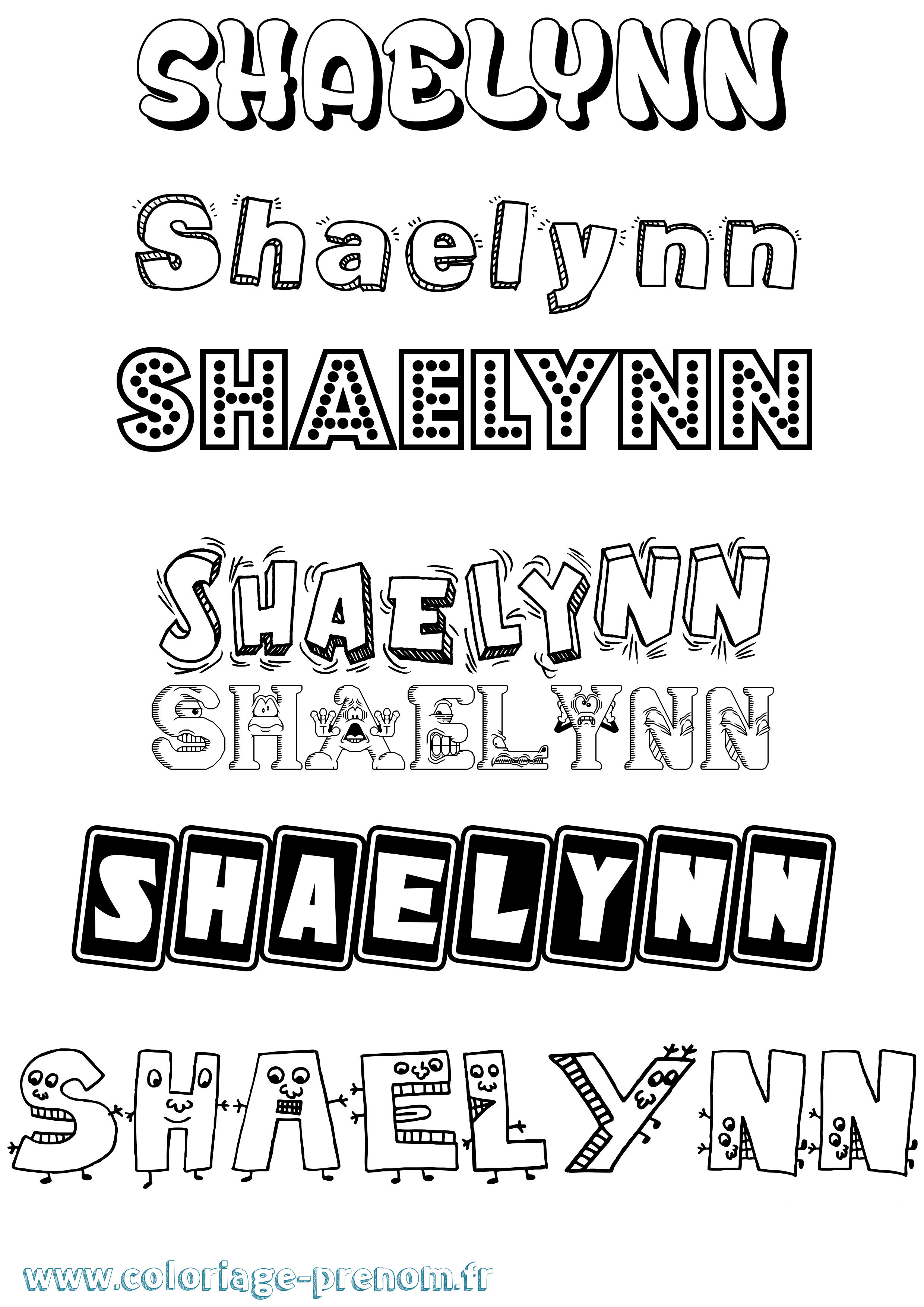 Coloriage Shaelynn Fun Coloriage prénom Shaelynn Fun