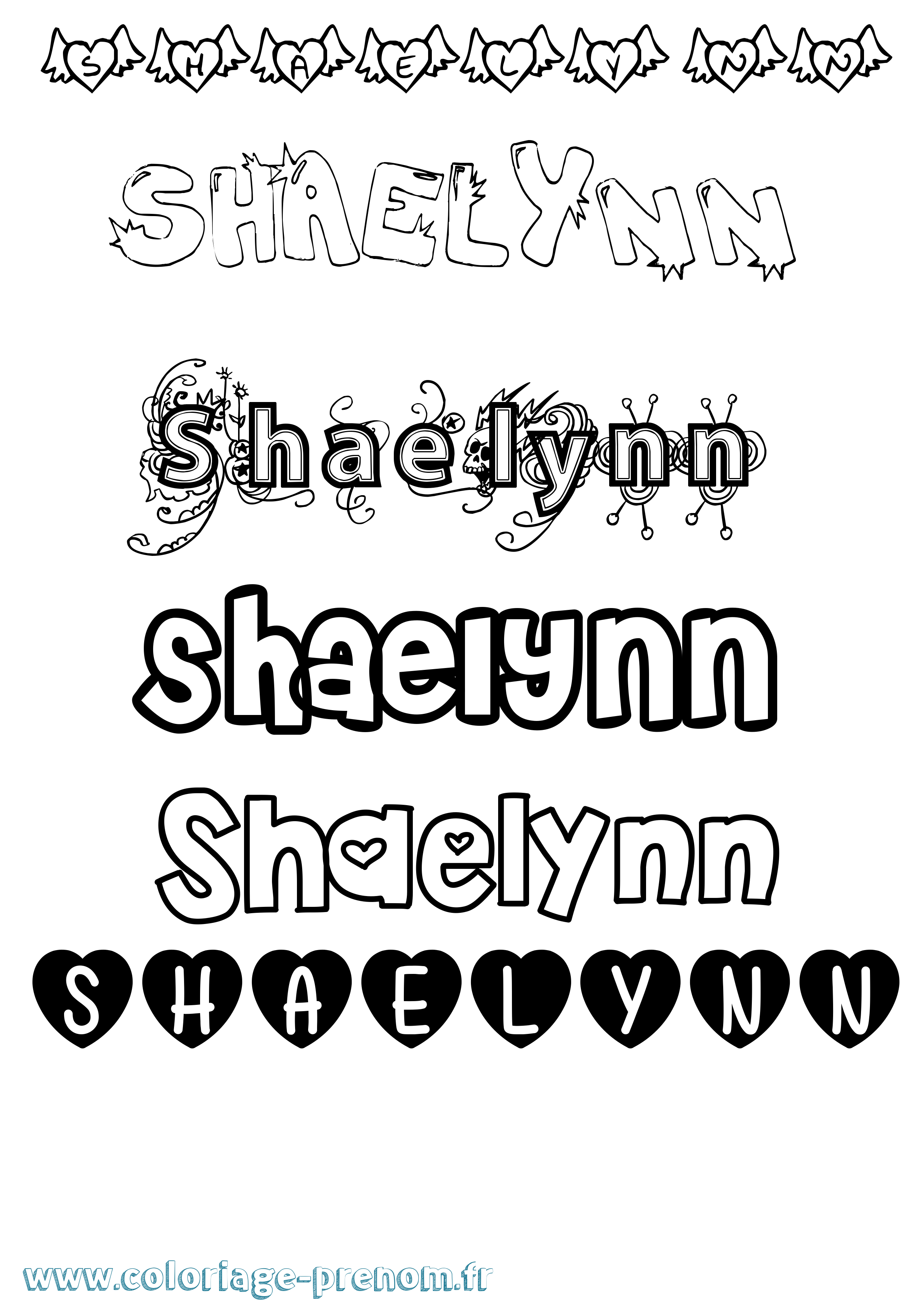 Coloriage Shaelynn Girly Coloriage prénom Shaelynn Girly