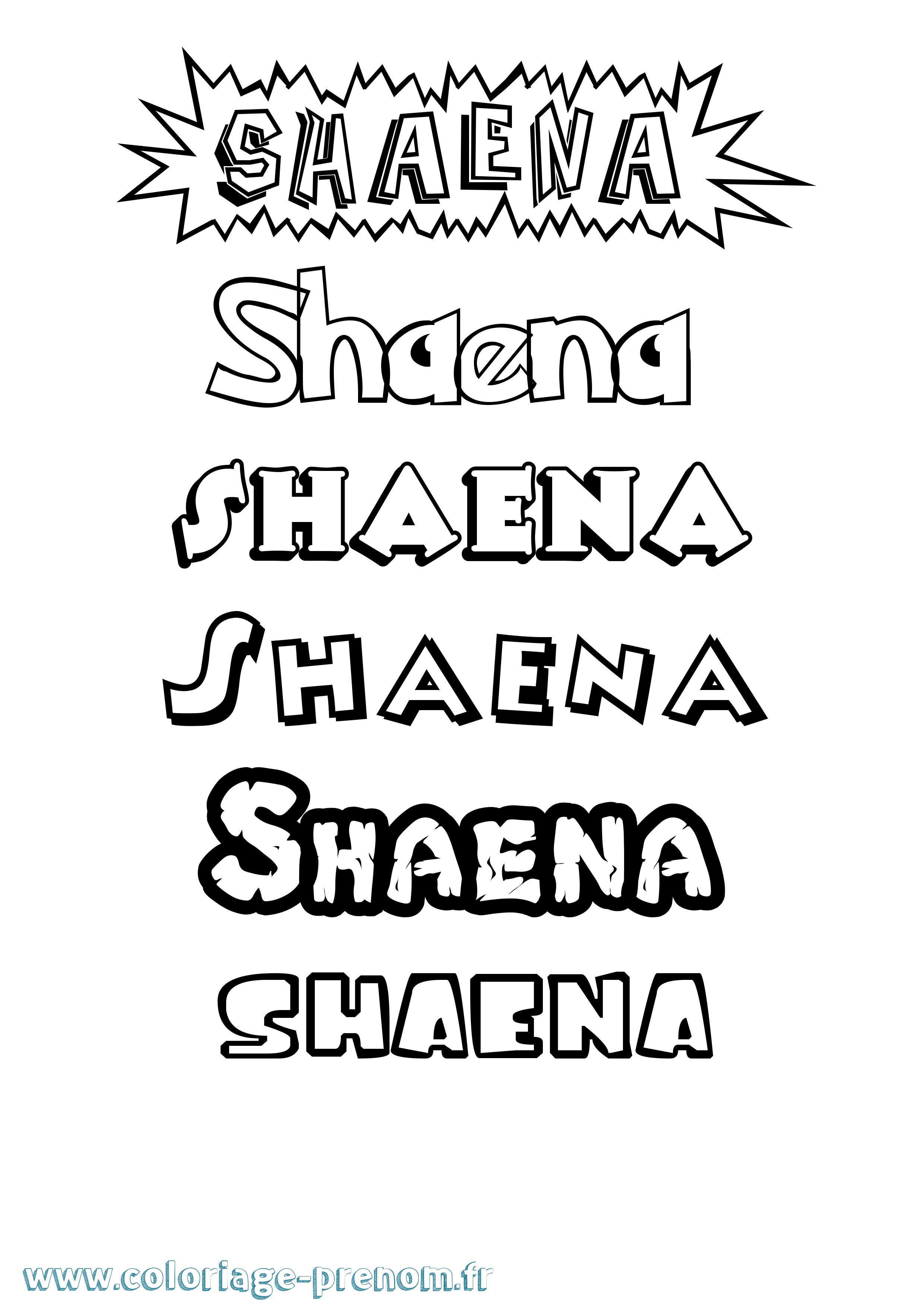 Coloriage Shaena Dessin Animé Coloriage prénom Shaena Dessin Animé