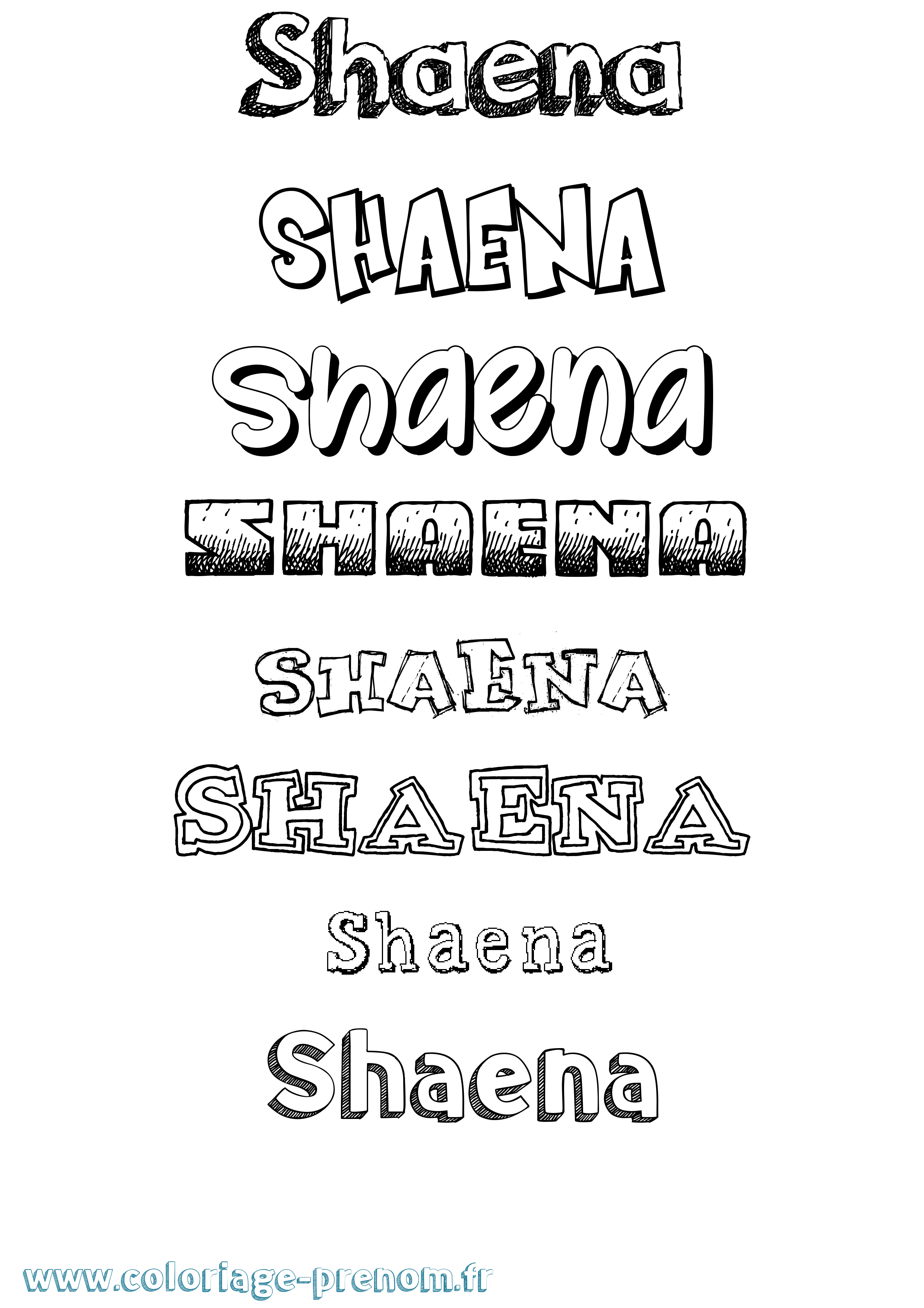 Coloriage Shaena Dessiné Coloriage prénom Shaena Dessiné