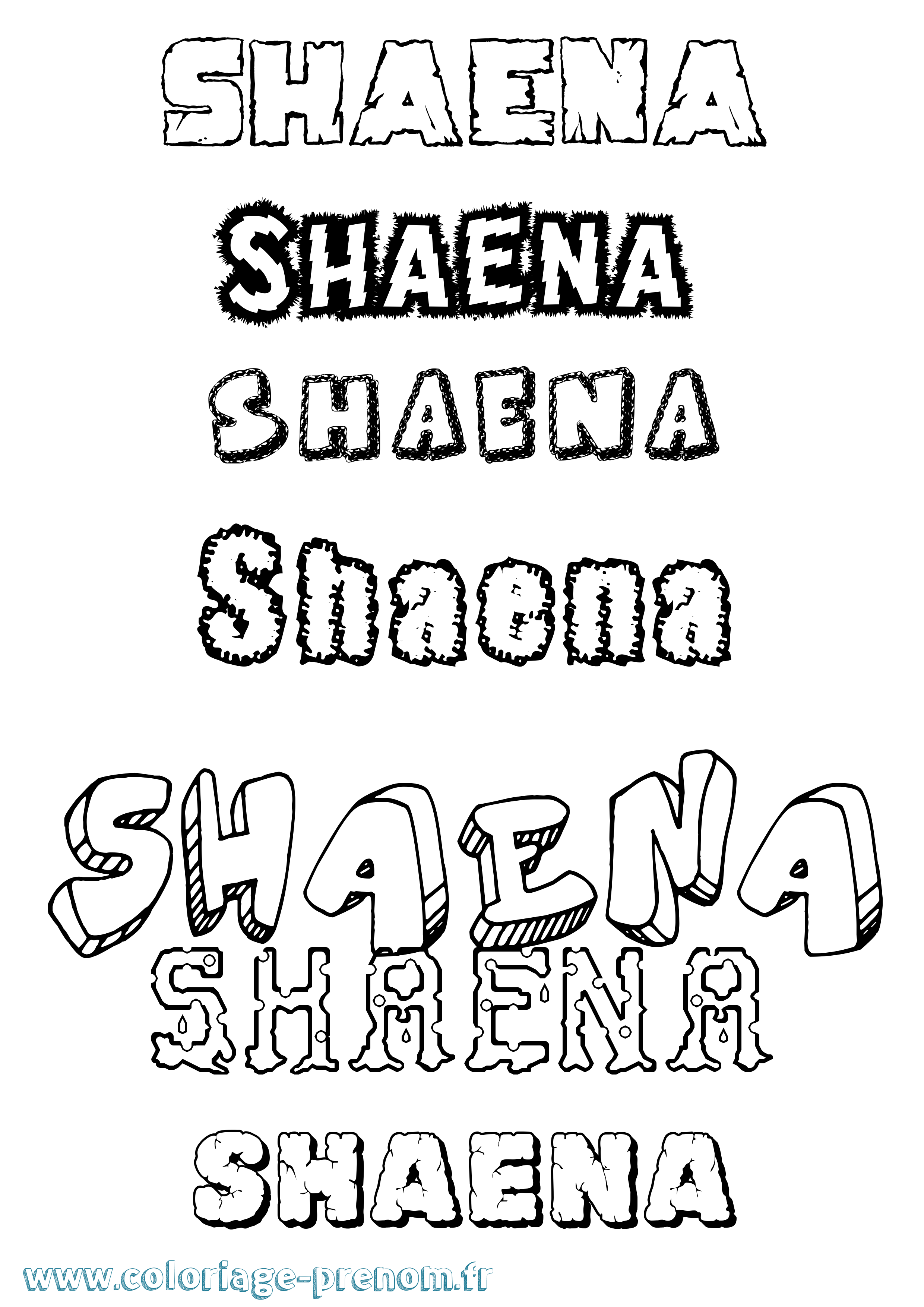Coloriage Shaena Destructuré Coloriage prénom Shaena Destructuré