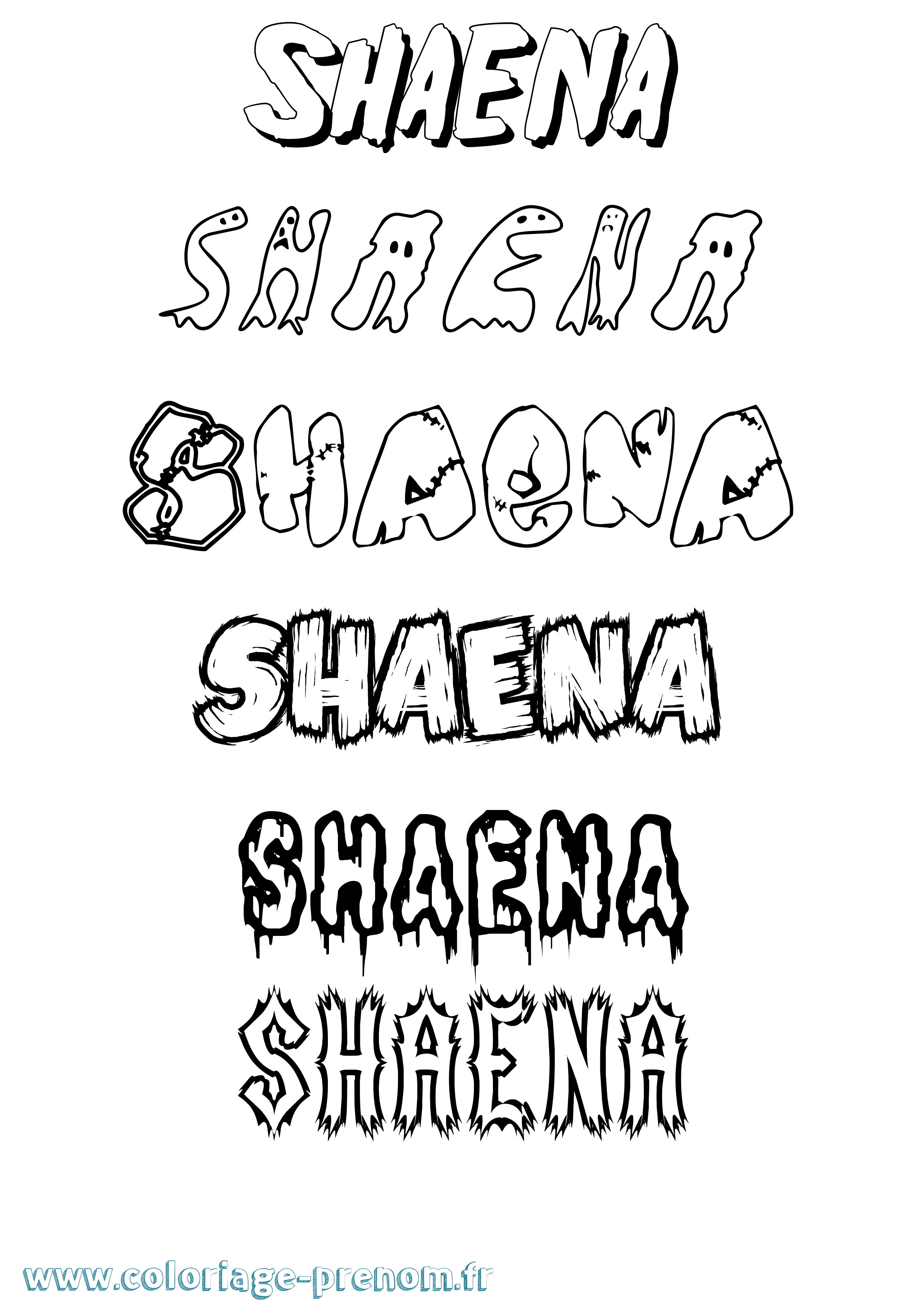 Coloriage Shaena Frisson Coloriage prénom Shaena Frisson