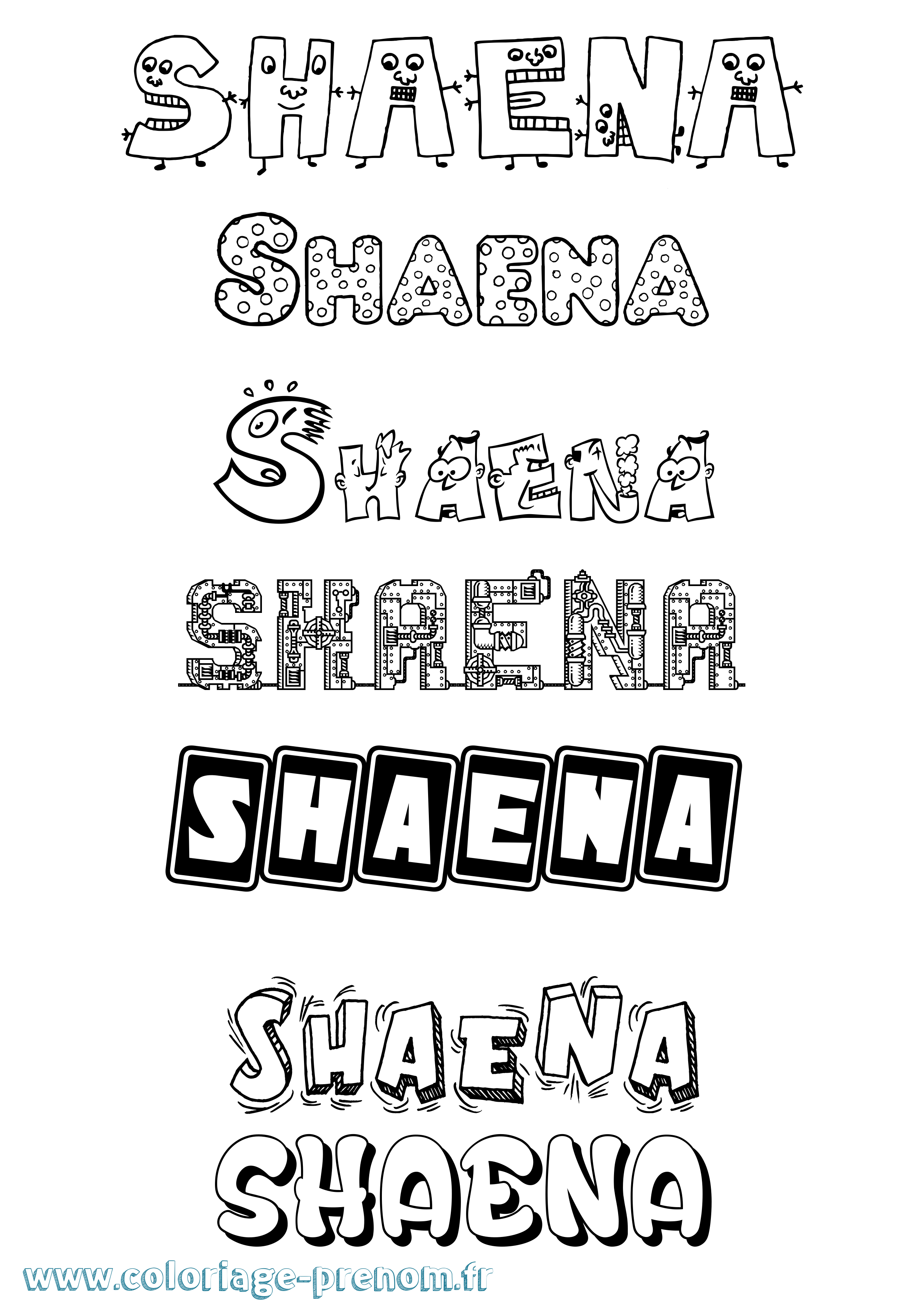 Coloriage Shaena Fun Coloriage prénom Shaena Fun