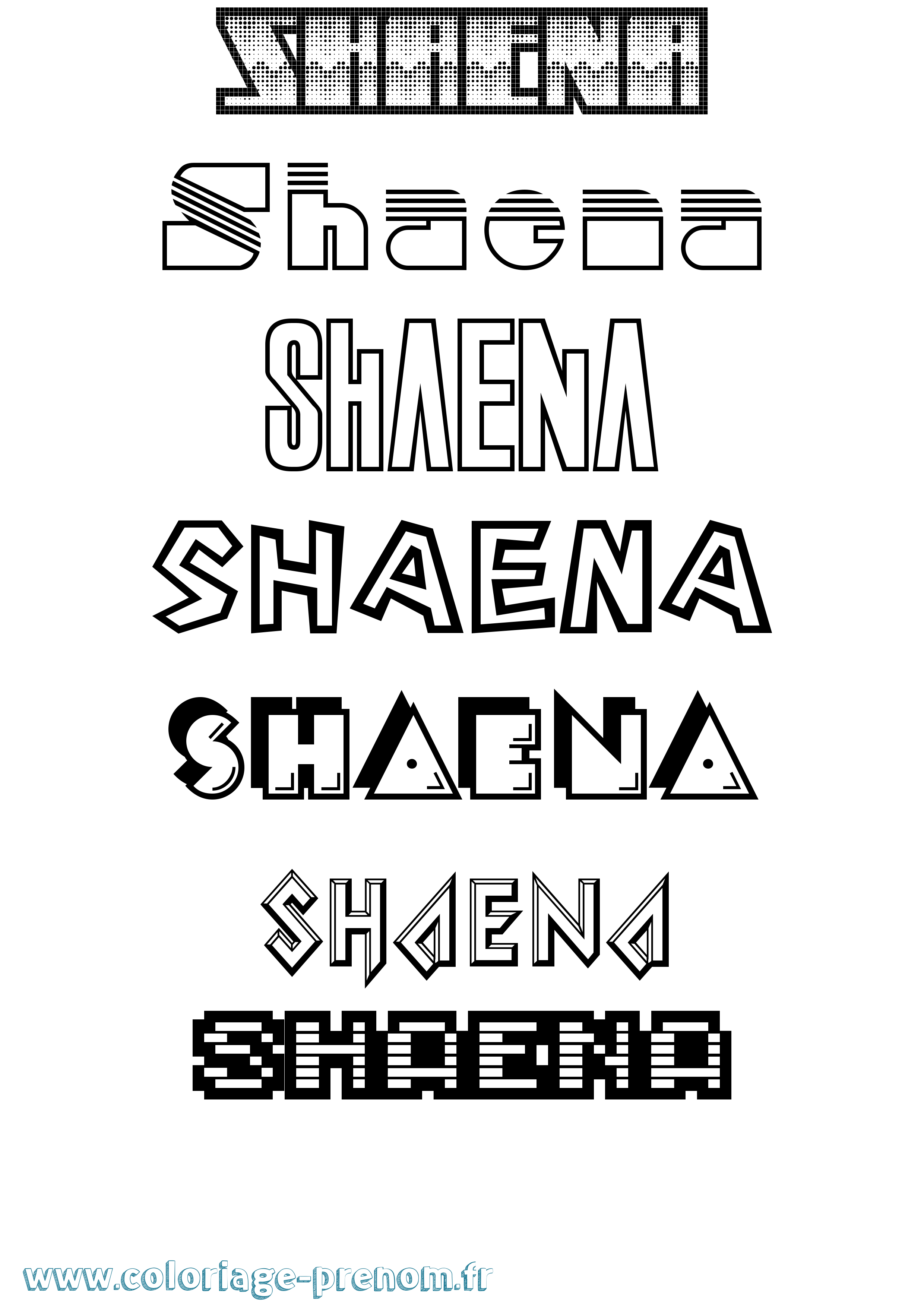 Coloriage Shaena Jeux Vidéos Coloriage prénom Shaena Jeux Vidéos