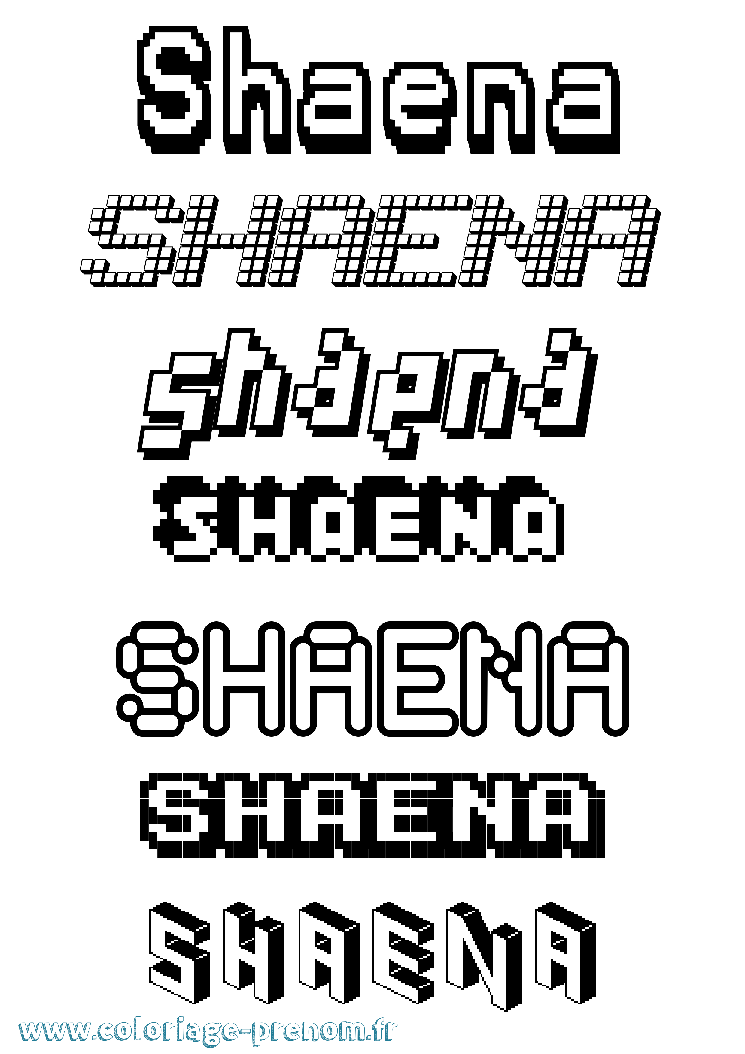 Coloriage Shaena Pixel Coloriage prénom Shaena Pixel