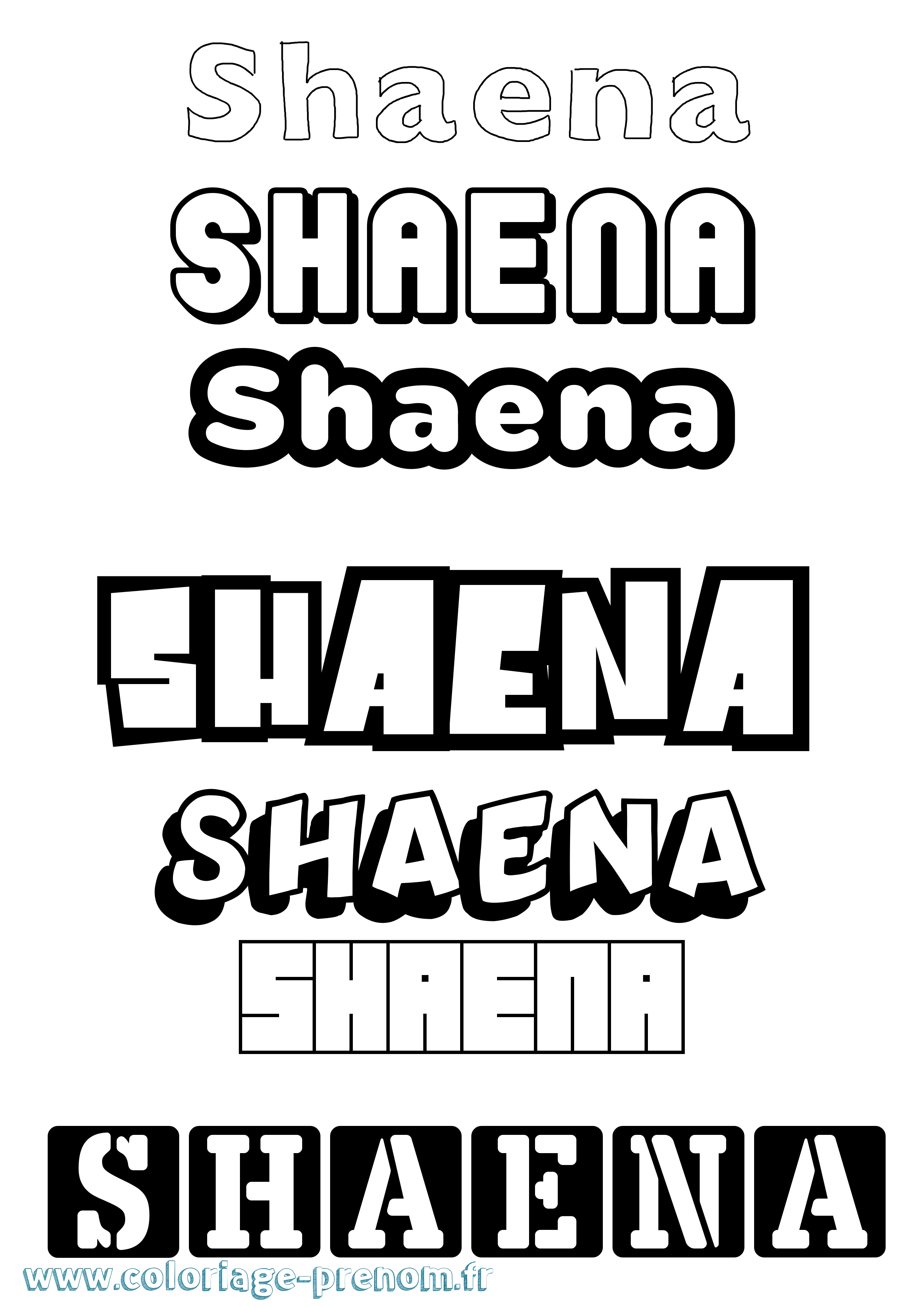 Coloriage Shaena Simple Coloriage prénom Shaena Simple