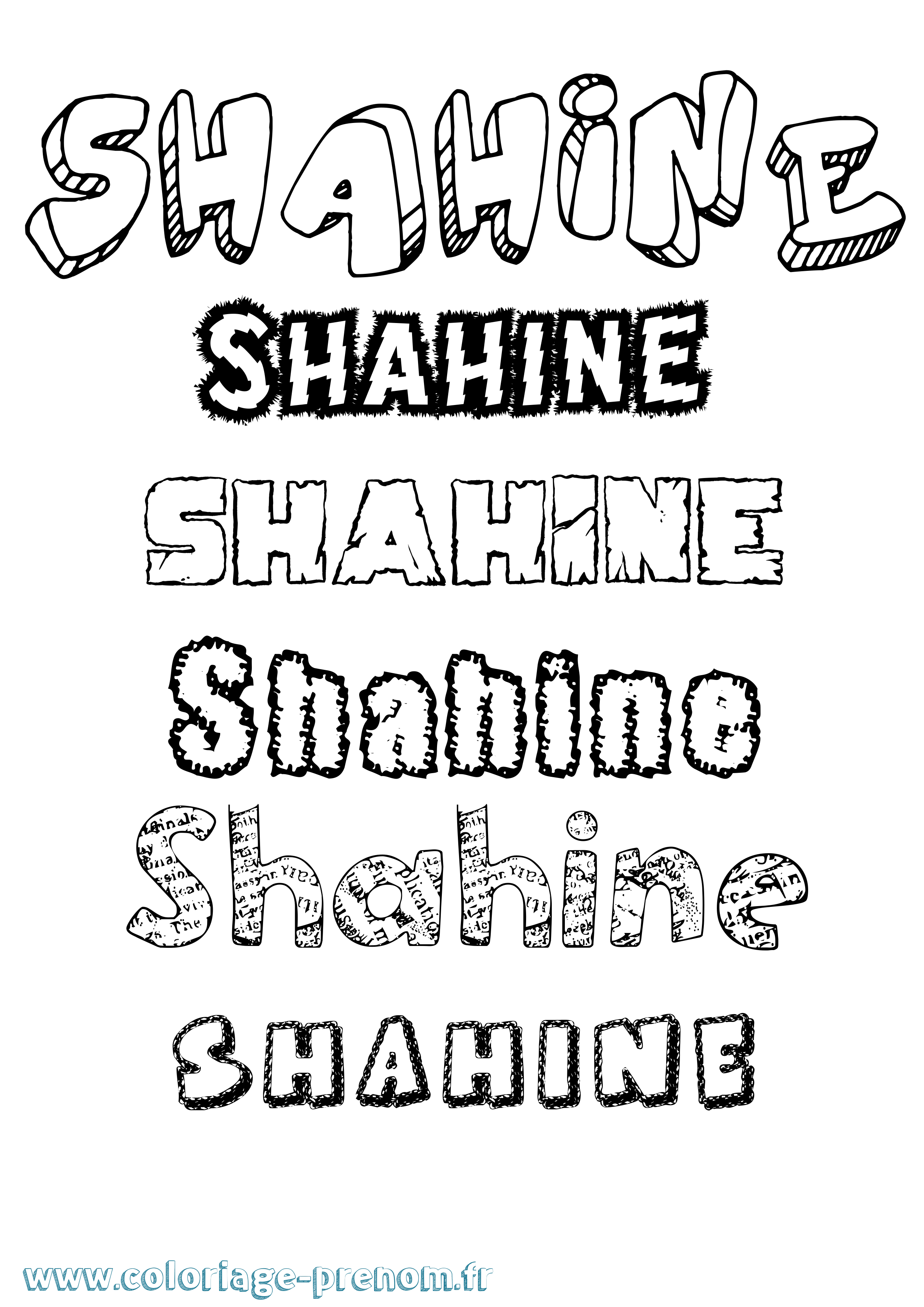 Coloriage Shahine Destructuré Coloriage prénom Shahine Destructuré