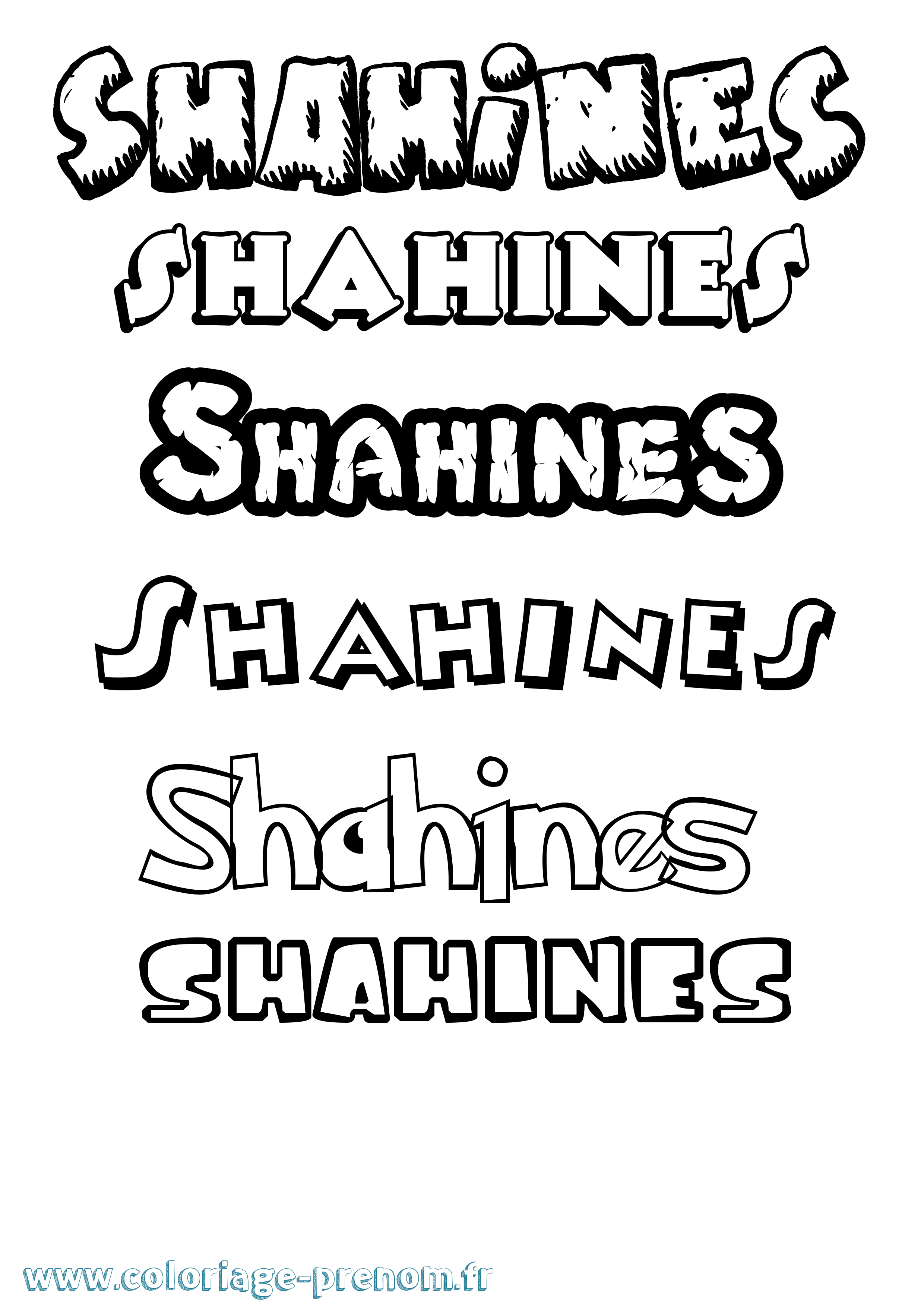 Coloriage Shahines Dessin Animé Coloriage prénom Shahines Dessin Animé
