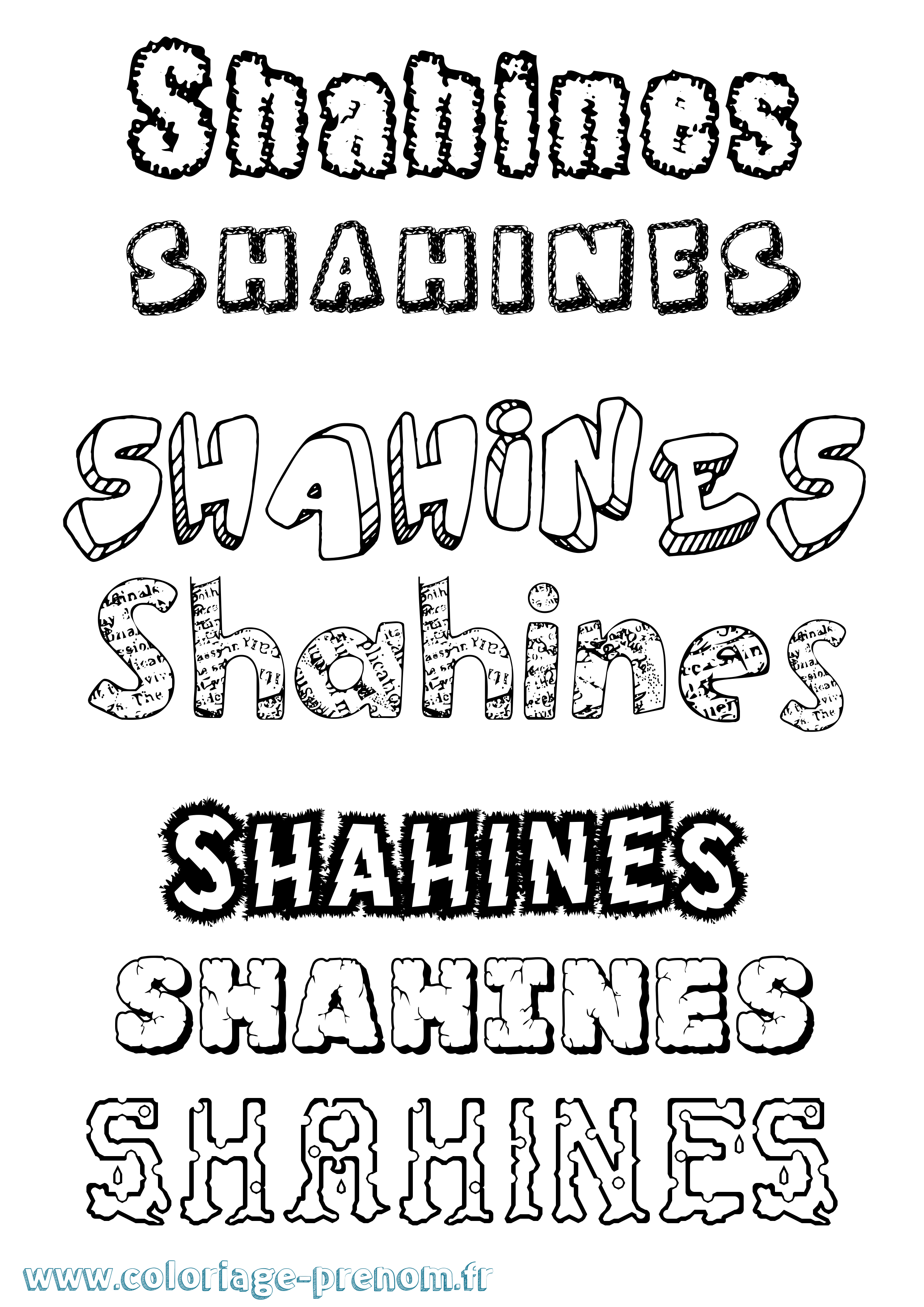 Coloriage Shahines Destructuré Coloriage prénom Shahines Destructuré