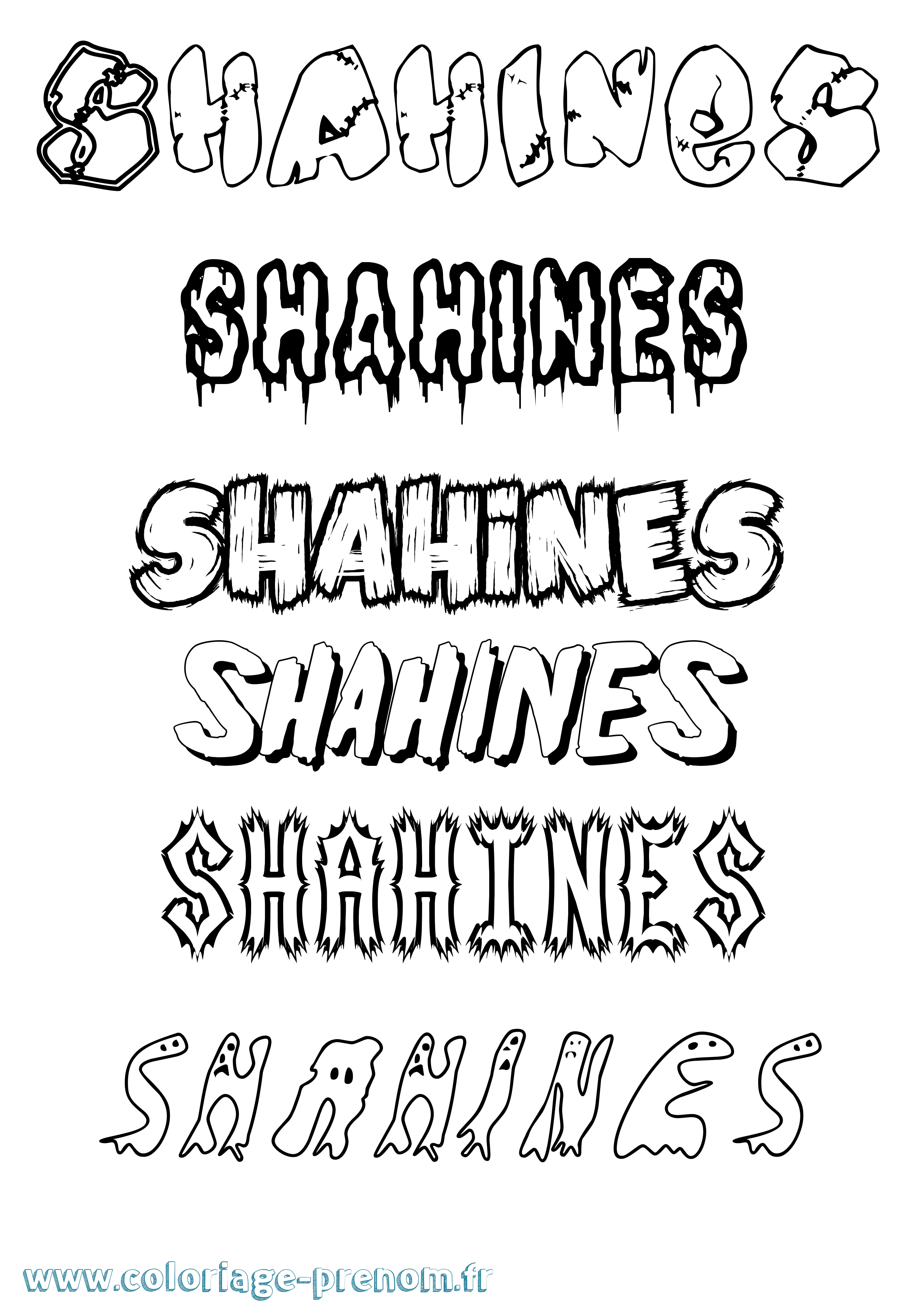 Coloriage Shahines Frisson Coloriage prénom Shahines Frisson