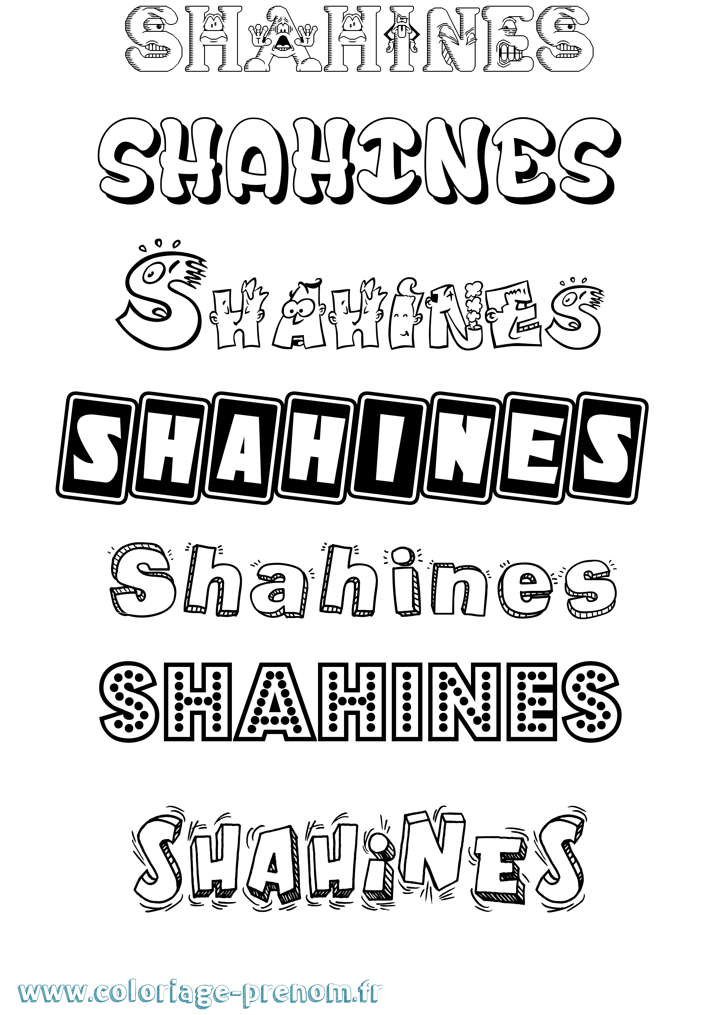 Coloriage Shahines Fun Coloriage prénom Shahines Fun