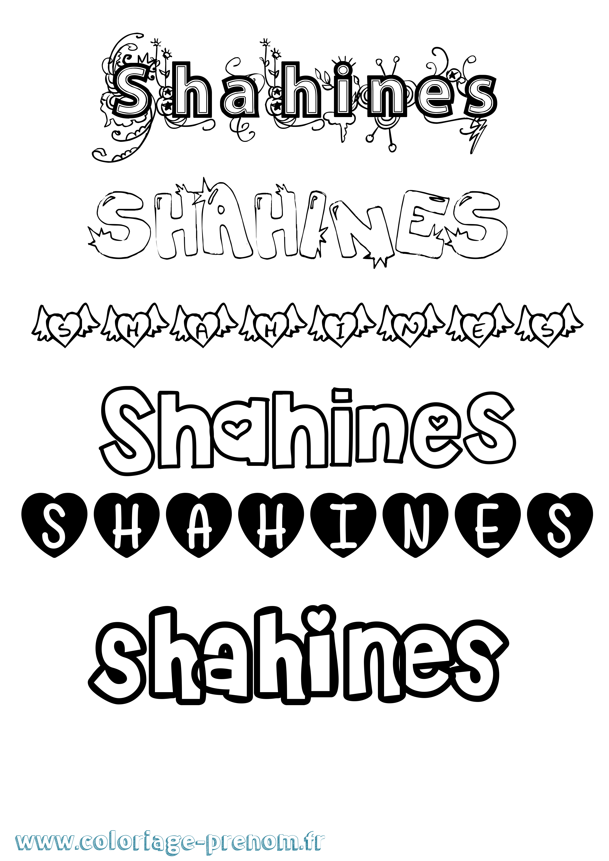 Coloriage Shahines Girly Coloriage prénom Shahines Girly