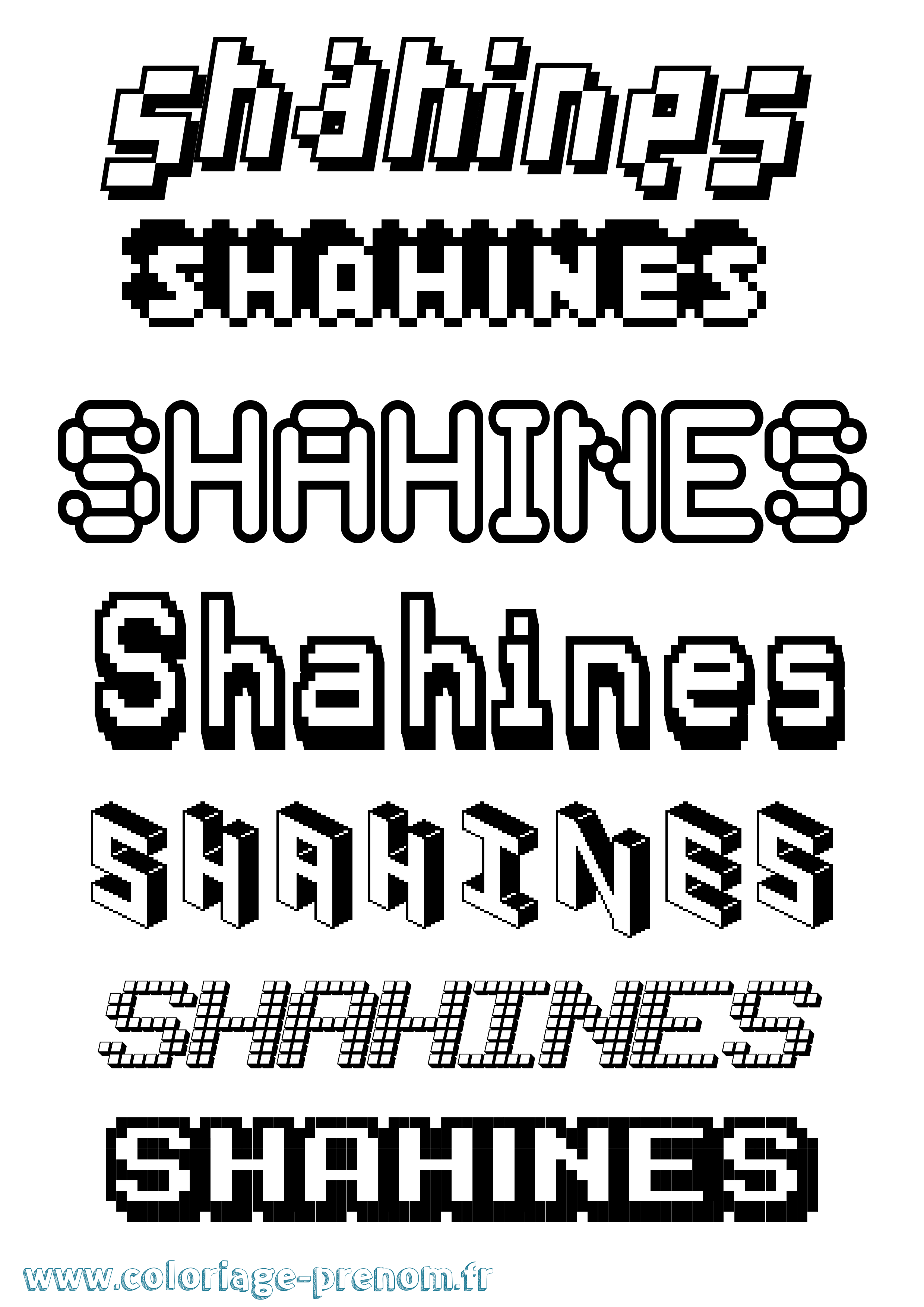 Coloriage Shahines Pixel Coloriage prénom Shahines Pixel