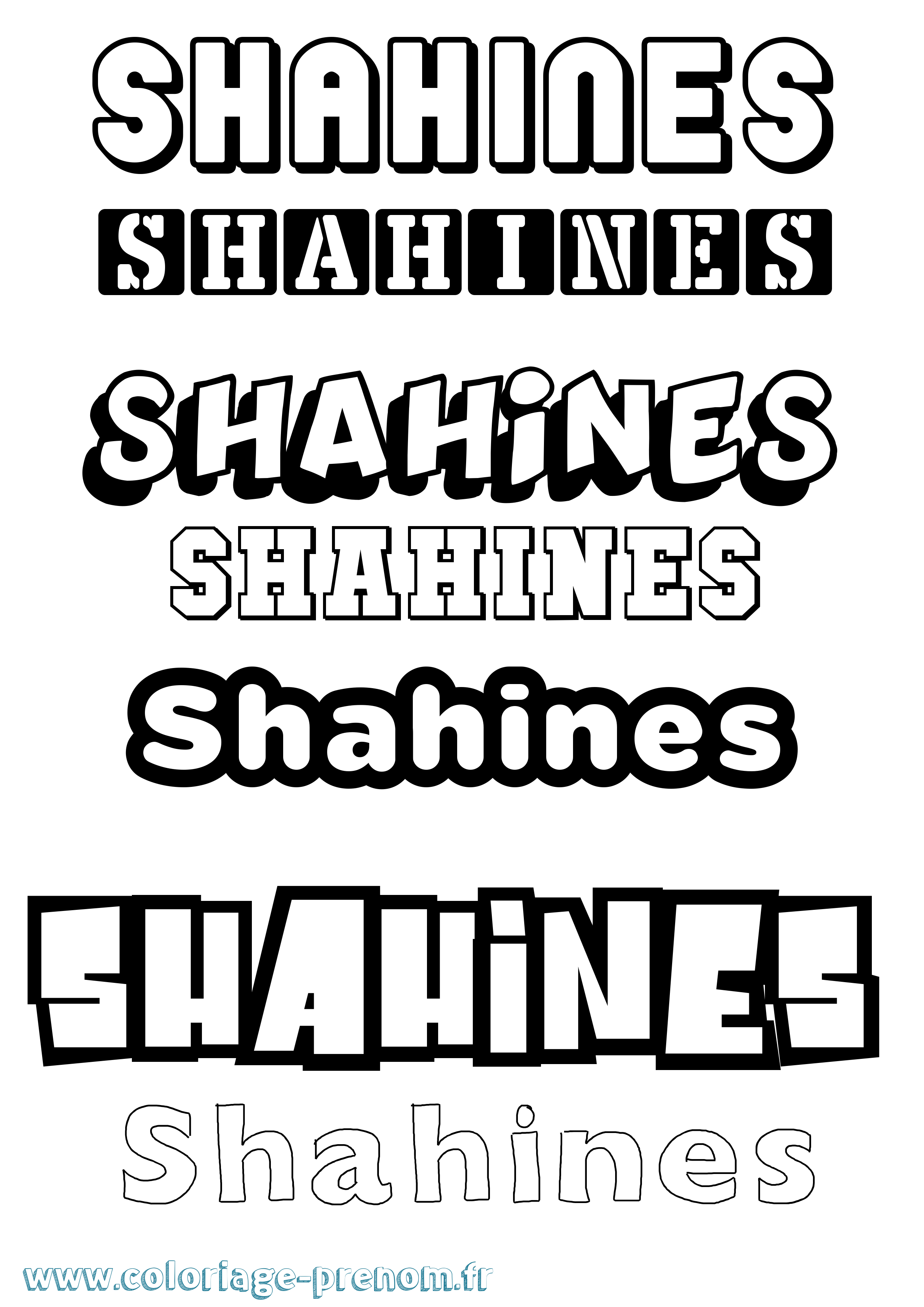 Coloriage Shahines Simple Coloriage prénom Shahines Simple