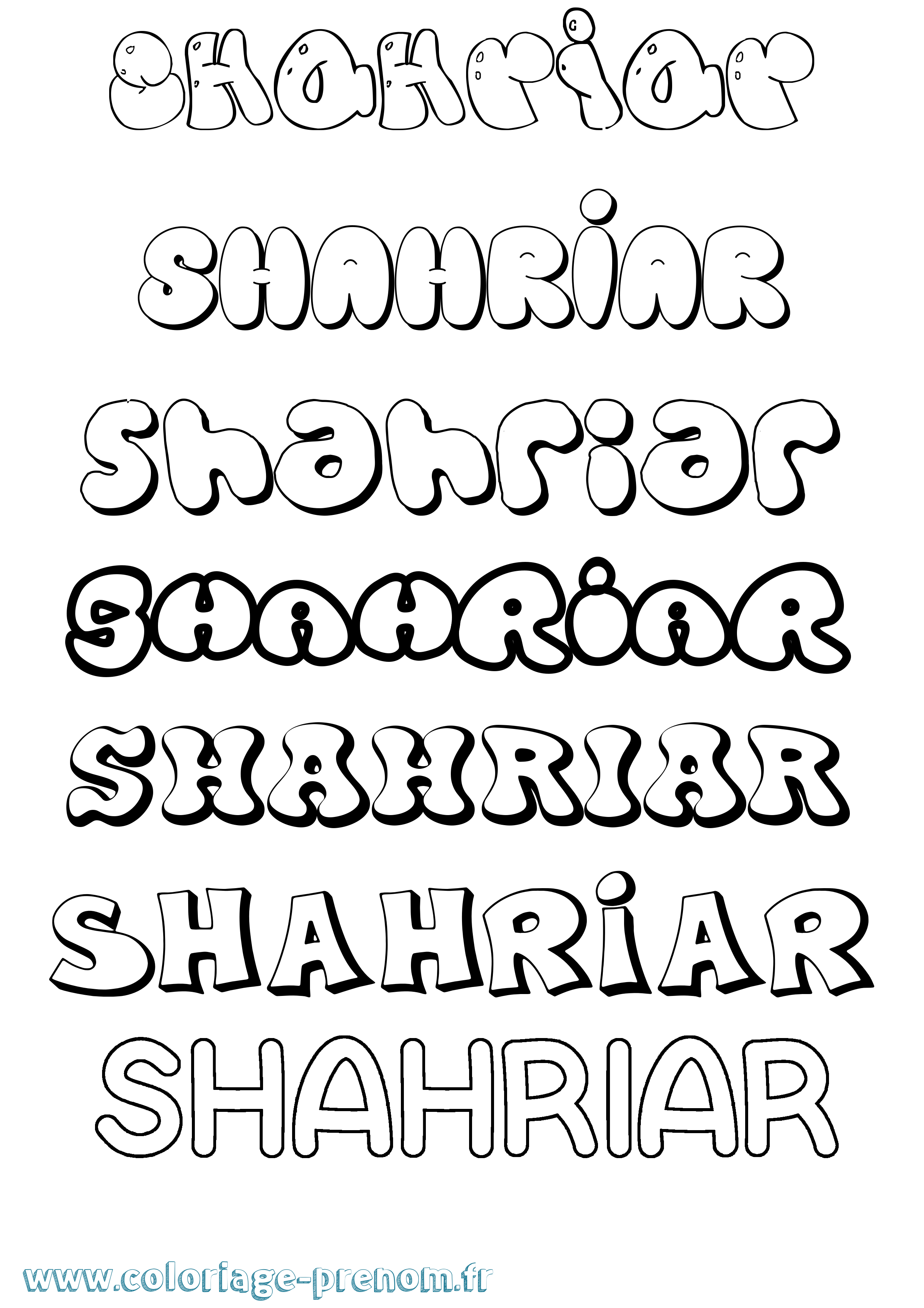 Coloriage Shahriar Bubble Coloriage prénom Shahriar Bubble